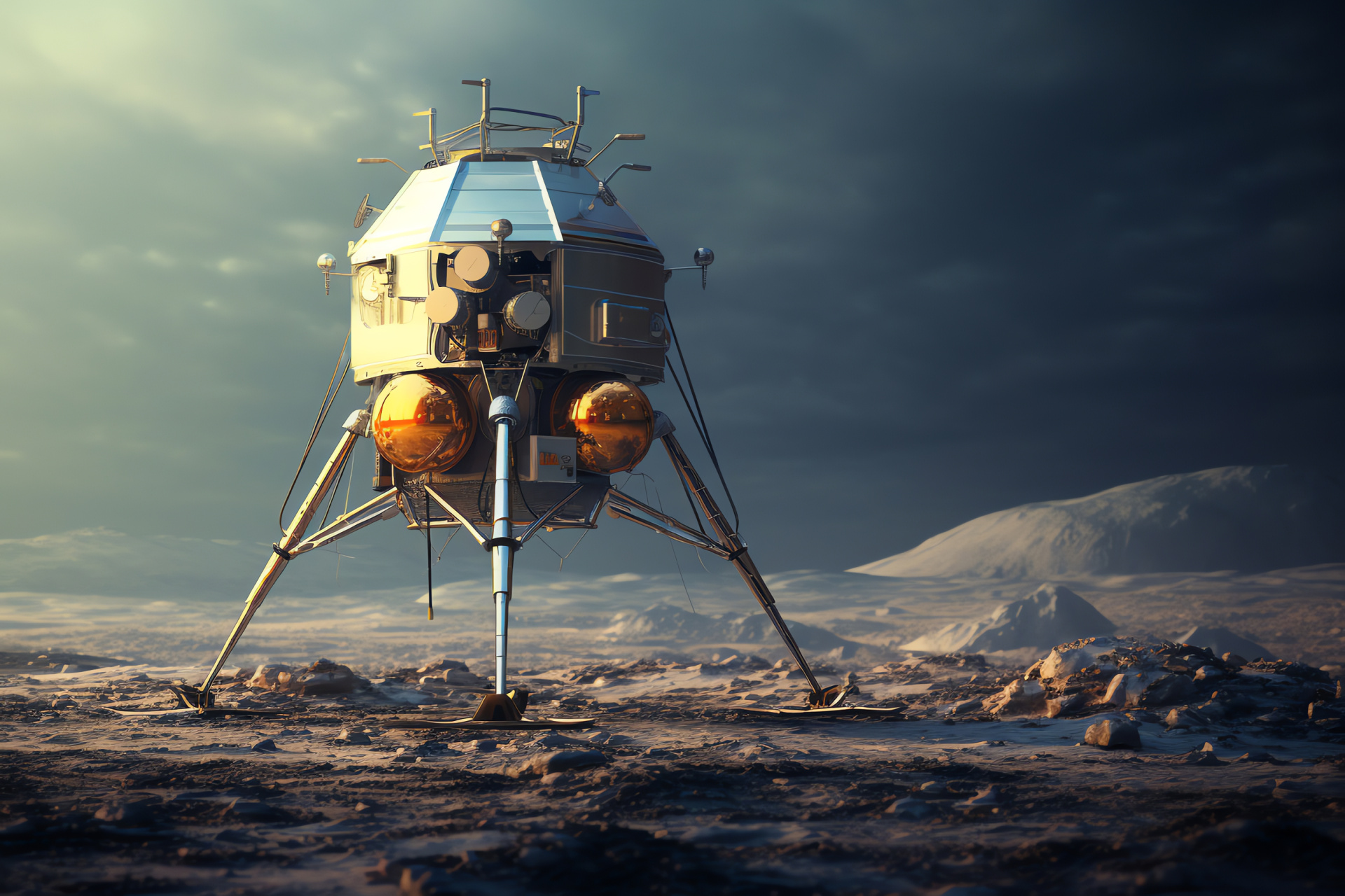 Space probe capture, Exploratory machine, Cool and warm cosmic spectrum, Wonder of space travel, Extraterrestrial surface study, HD Desktop Wallpaper