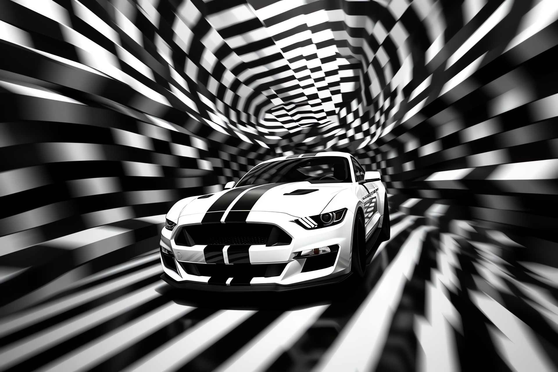 Ford Mustang Shelby GT500, Automotive prowess, High-angle showcase, Geometric background, Muscle car dominance, HD Desktop Wallpaper