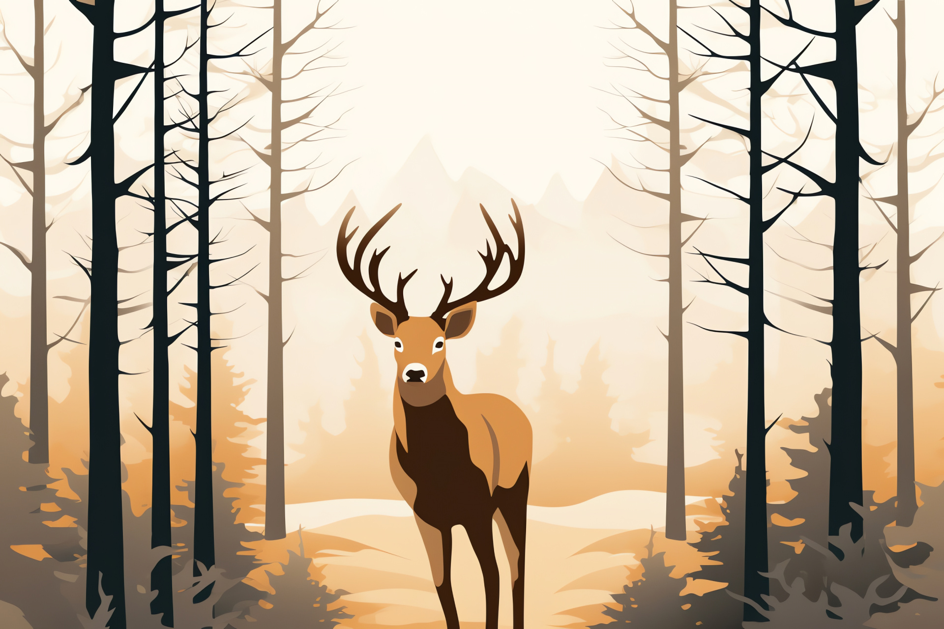 Reindeer in habitat, antlered animal, tranquil wildlife scene, Nordic deer, natural environment, HD Desktop Wallpaper