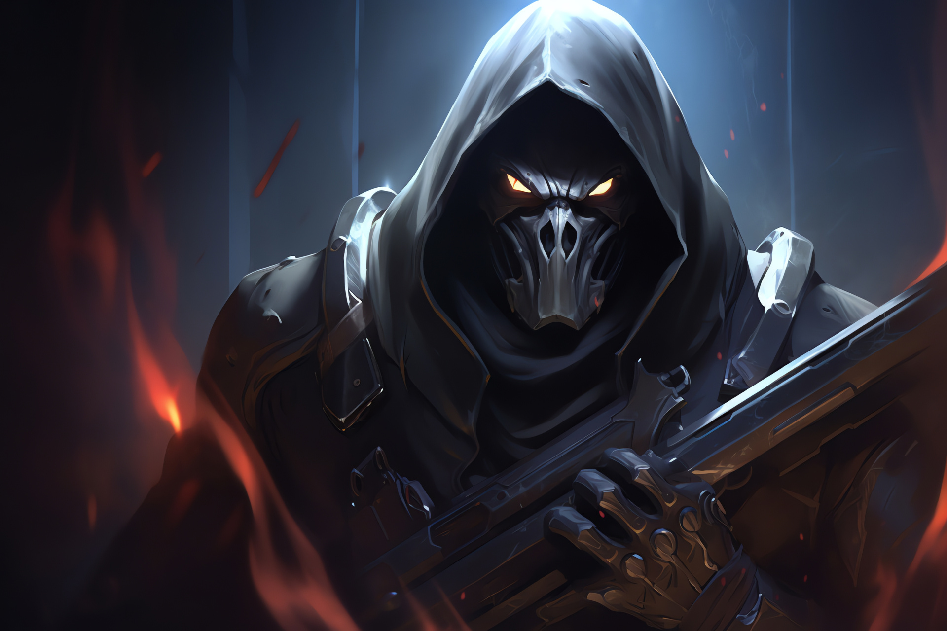 Overwatch game Reaper, Phantom shooter, Dual-wield firearms, Omnic fighters, Tactical gear, HD Desktop Image