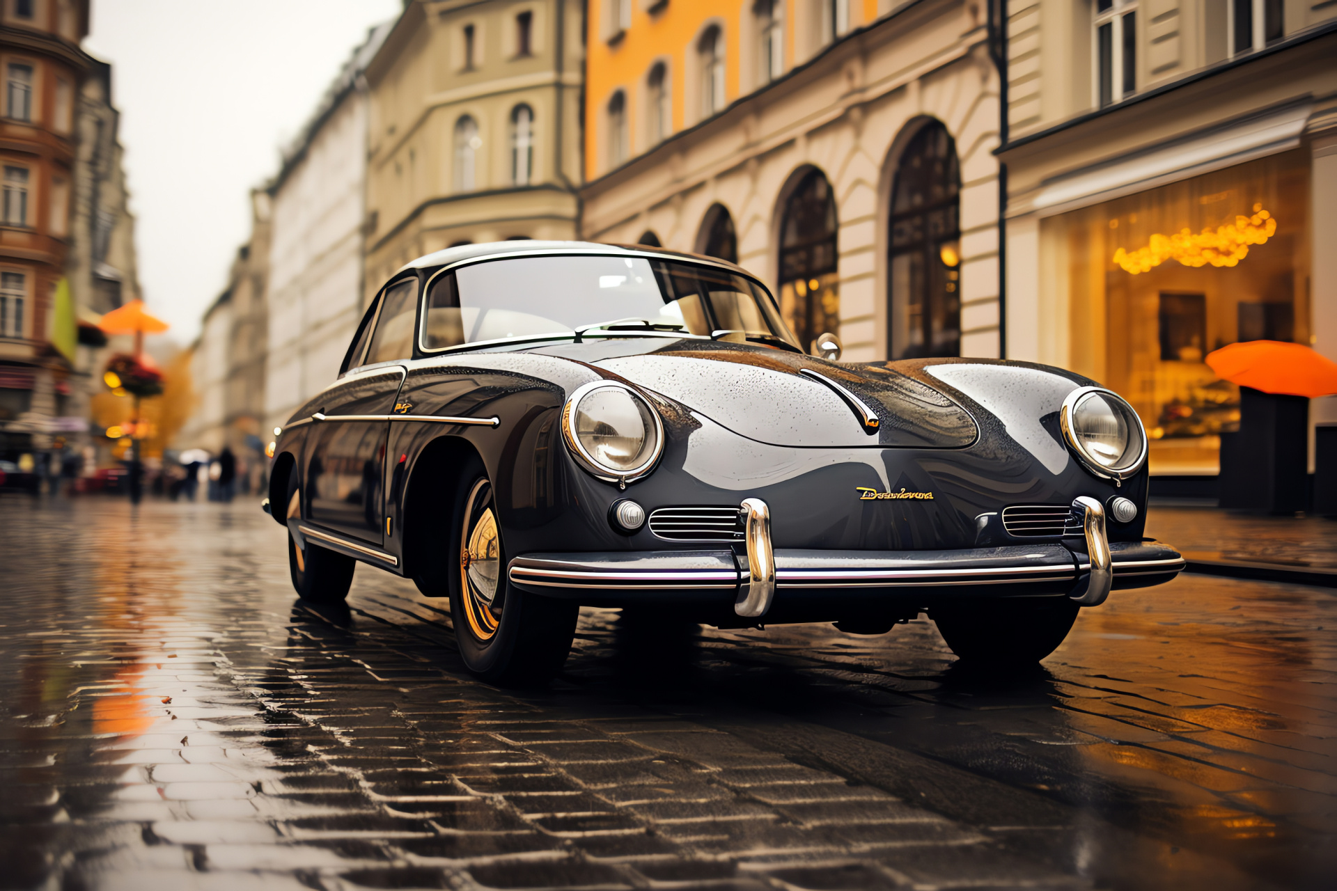 Porsche 356 Stuttgart tradition, Time-honored German classic, Historical city journey, Cobblestone elegance, Automotive heritage, HD Desktop Image