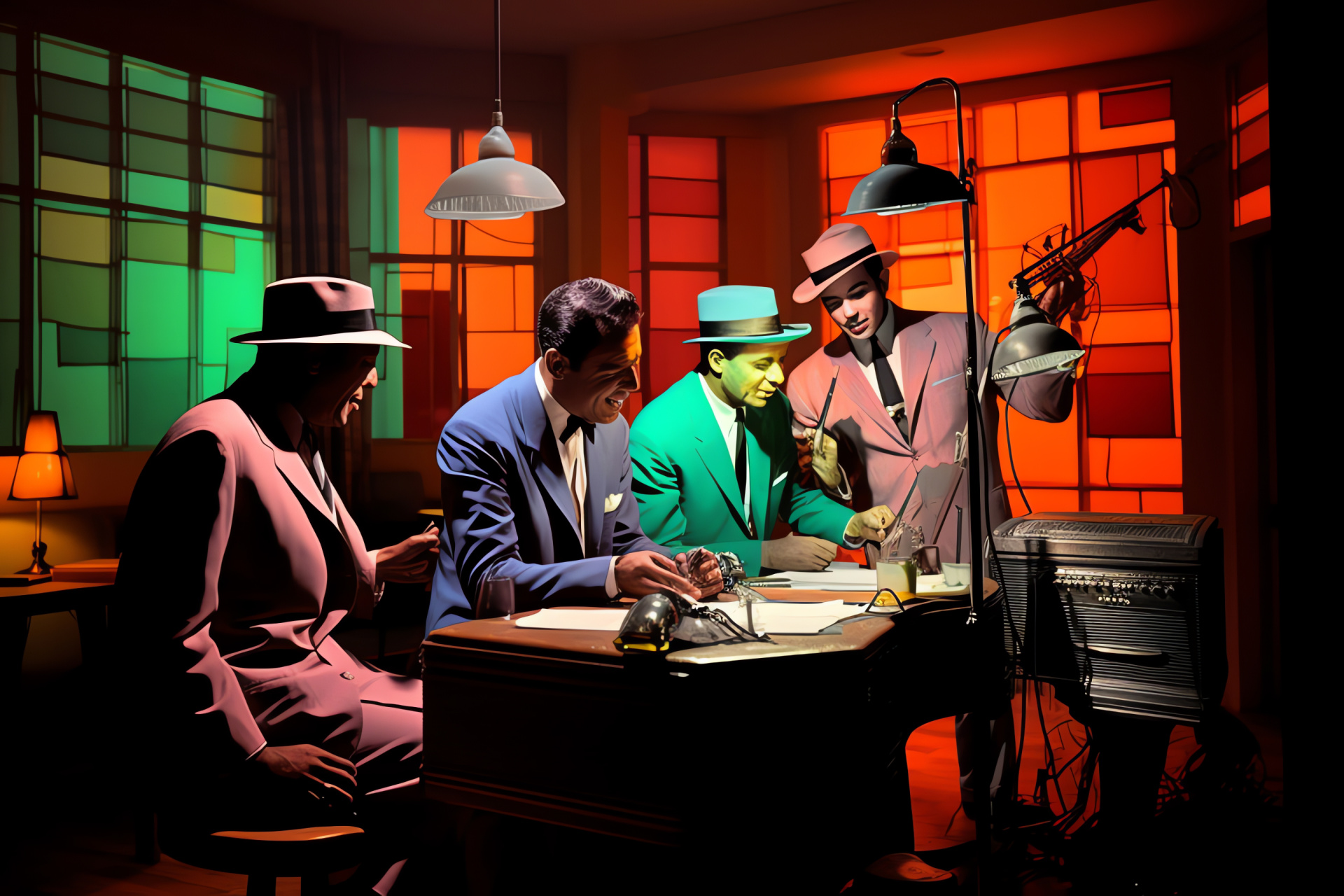 The Rat Pack group, Sinatra, Martin, Recording session, Music studio, HD Desktop Image