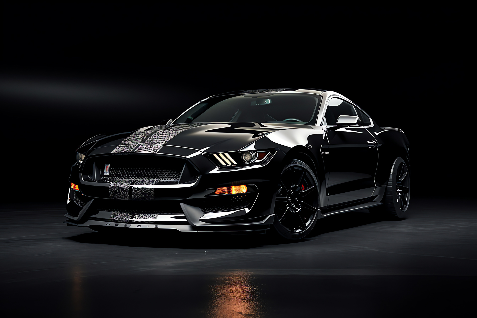 Mustang GT350, Glossy auto finish, Aesthetic simplicity, Dramatic shadows, Automotive photography, HD Desktop Image
