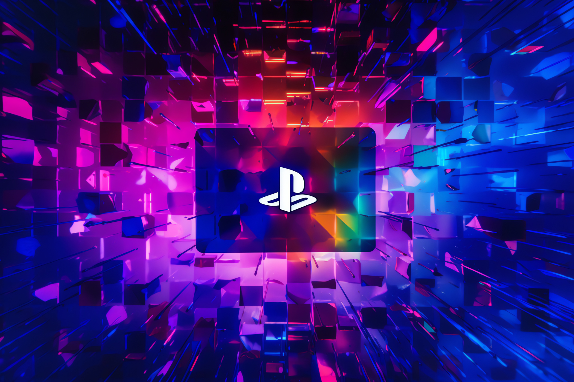 Sony PS4 symbol, Video game console emblem, Futuristic abstract design, Vibrantly colored logo, Gaming industry icon, HD Desktop Wallpaper