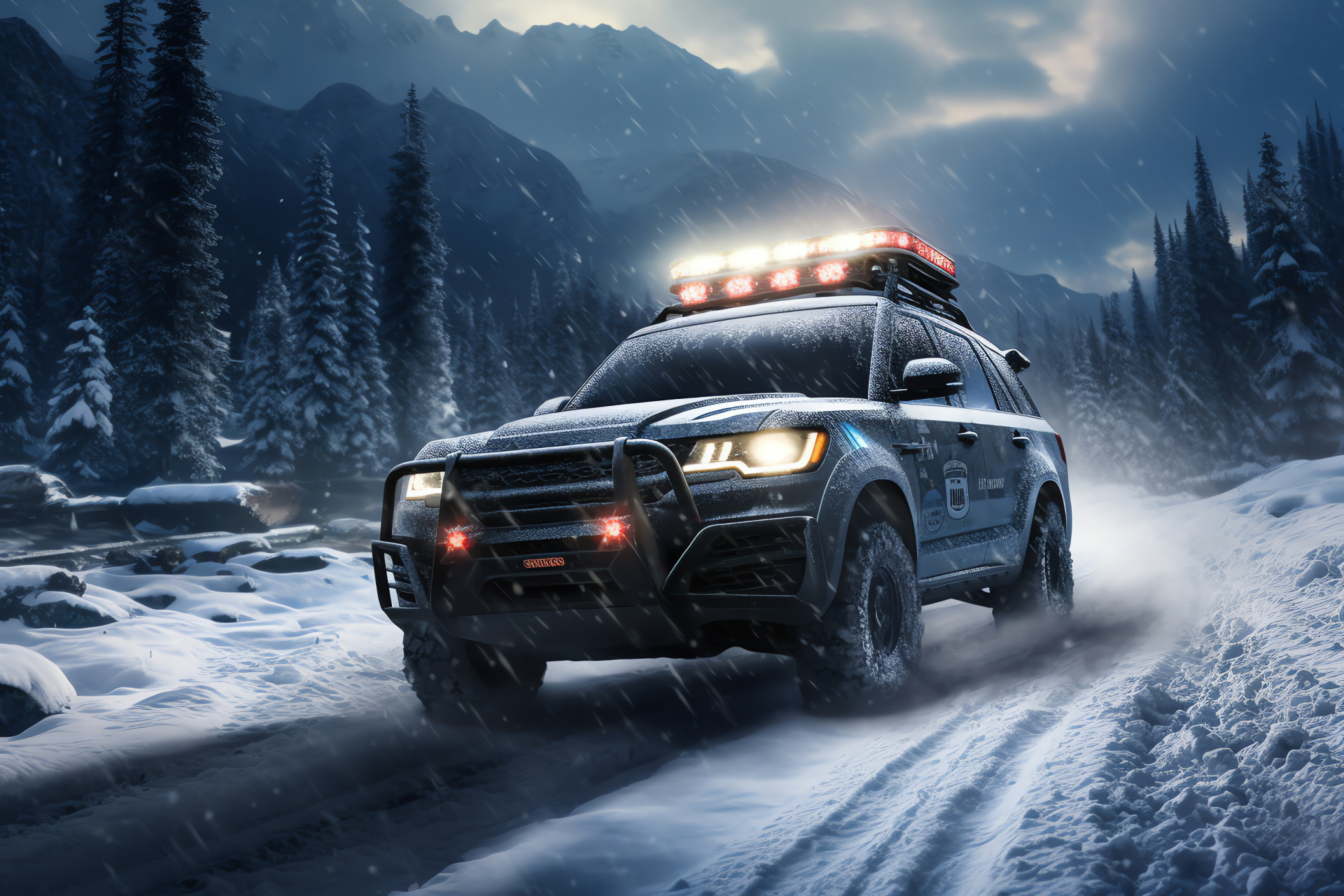 Police SUV, tactical unit, mountain response, visibility enhancements, versatile performance, HD Desktop Image