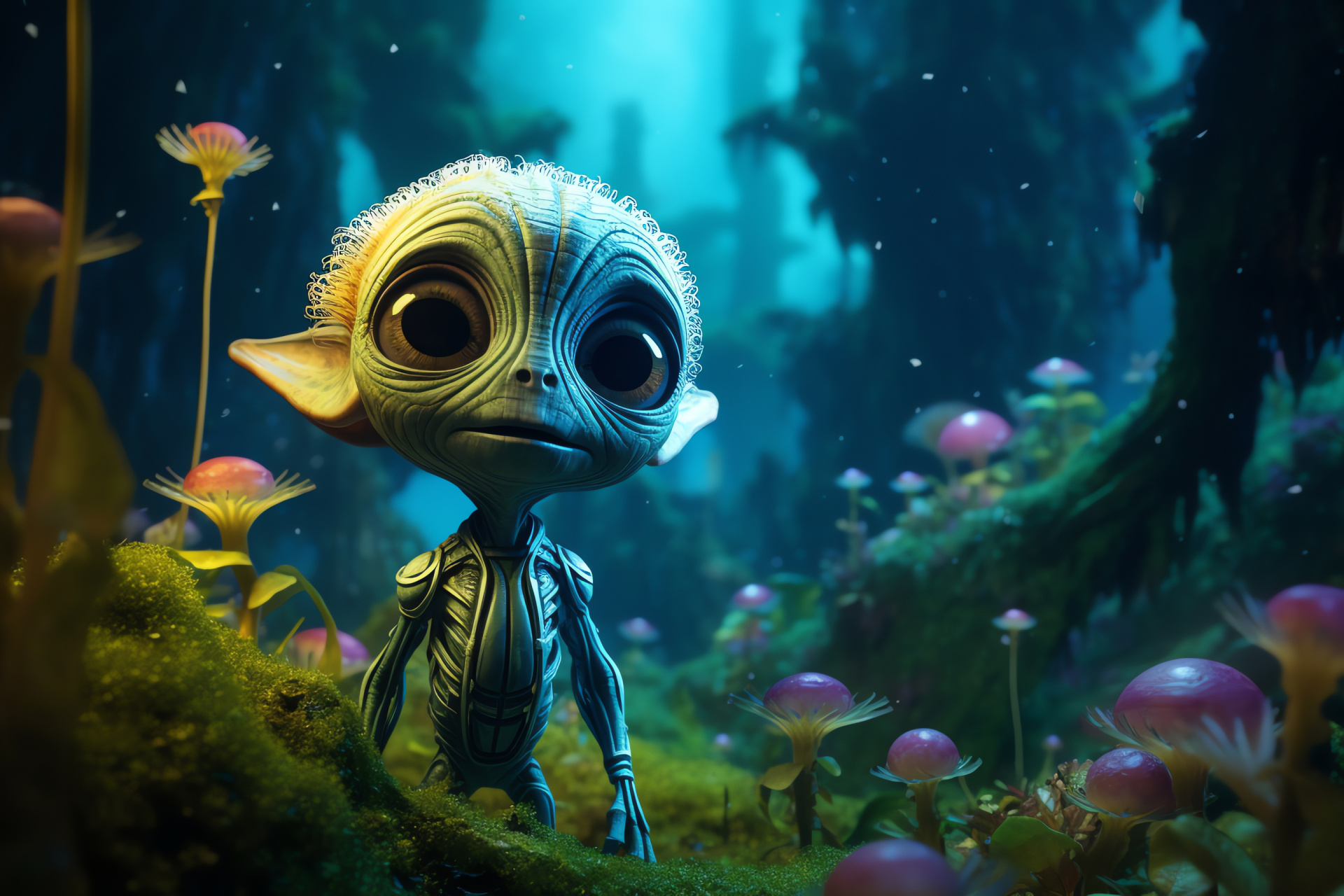 Extraterrestrial explorer, Interstellar journey, Unknown ecosystems, Outer space organisms, Galactic discovery, HD Desktop Wallpaper