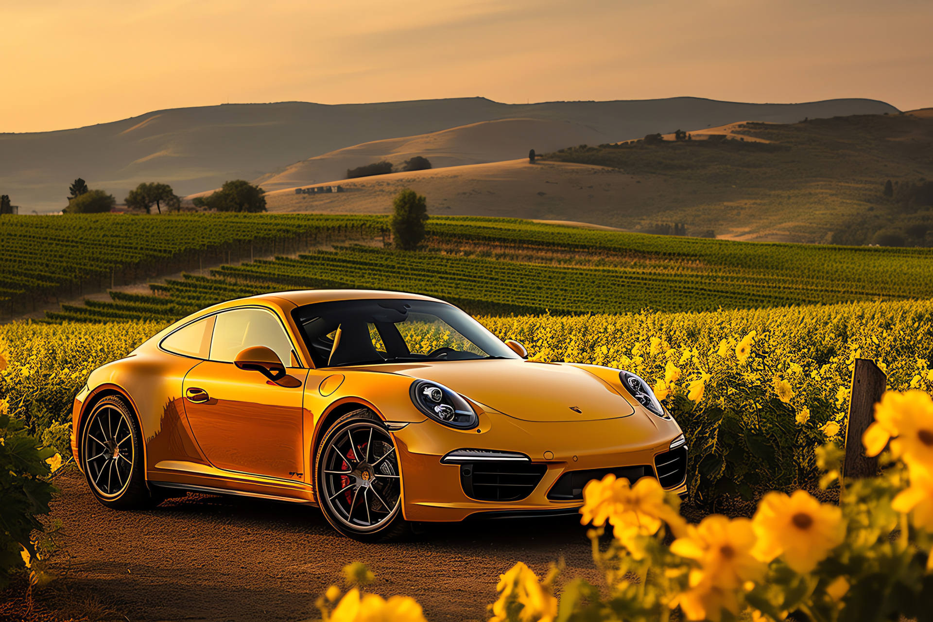 Porsche GT3 Italian countryside, Tuscany scenic drives, Performance sports car, Automotive design, Rural Italy, HD Desktop Wallpaper