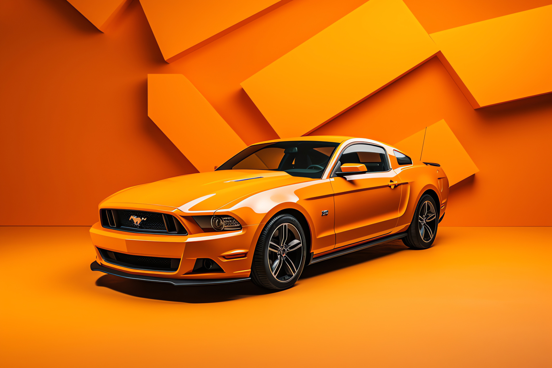 Ford Mustang HD, dual-tone design, classic elegance, sleek contrasting style, minimalist palette, HD Desktop Image