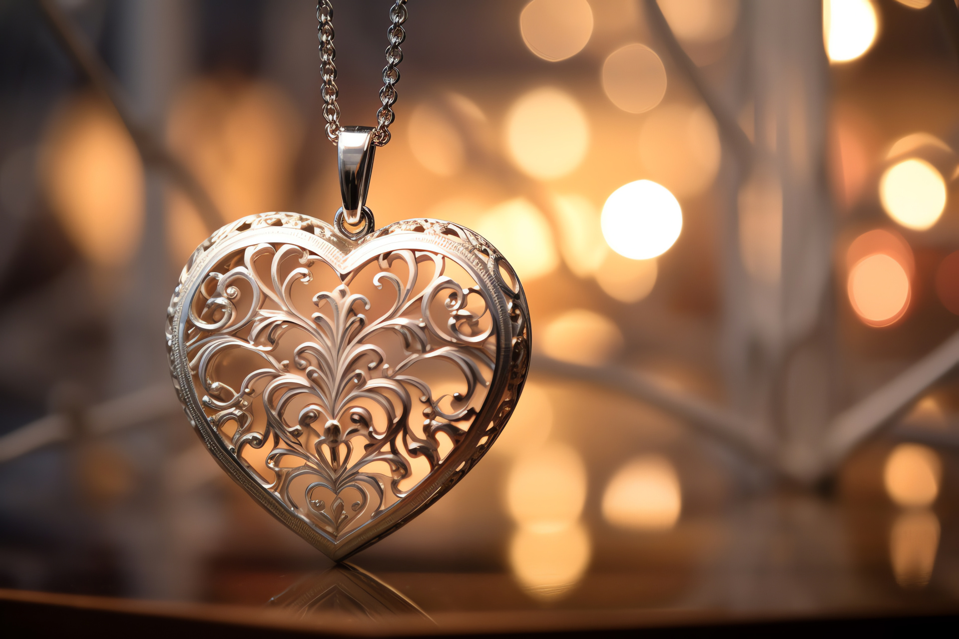 Valentine's heart accessory, Jewelry gift, Romantic engravings, Silver craftsmanship, Shiny reflections, HD Desktop Image