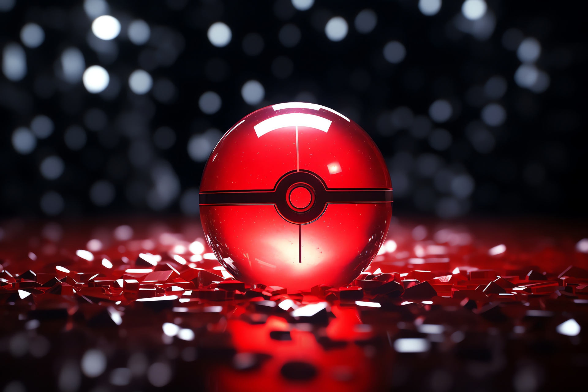 Pokeball, Gamers' collectible, Red sphere, Pokmon Trainer's tool, Iconic black center band, HD Desktop Wallpaper