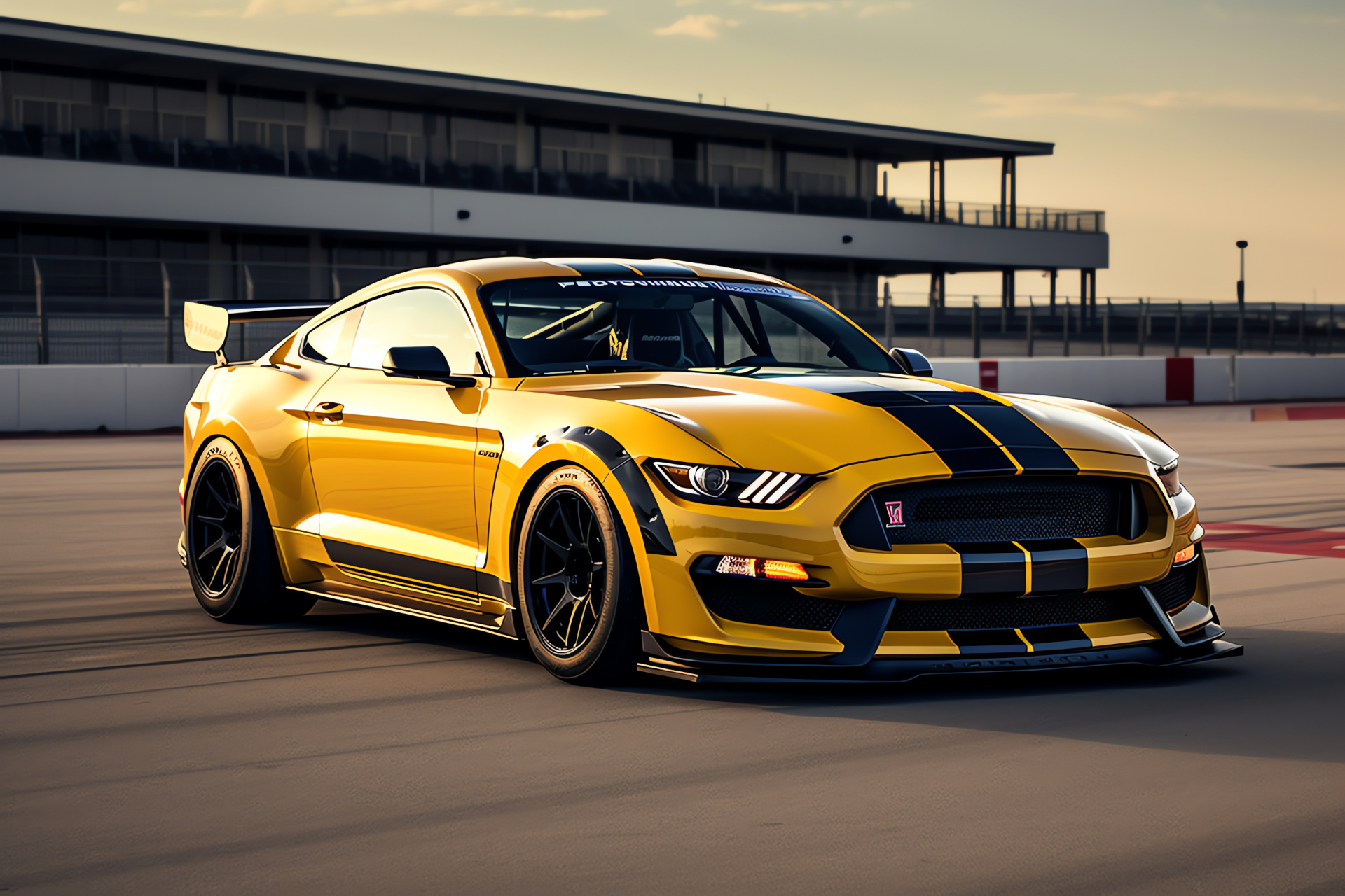 Mustang at Circuit of the Americas, GT350R track-oriented model, Streamlined auto kit, Composite material applications, Robust exhaust system, HD Desktop Image
