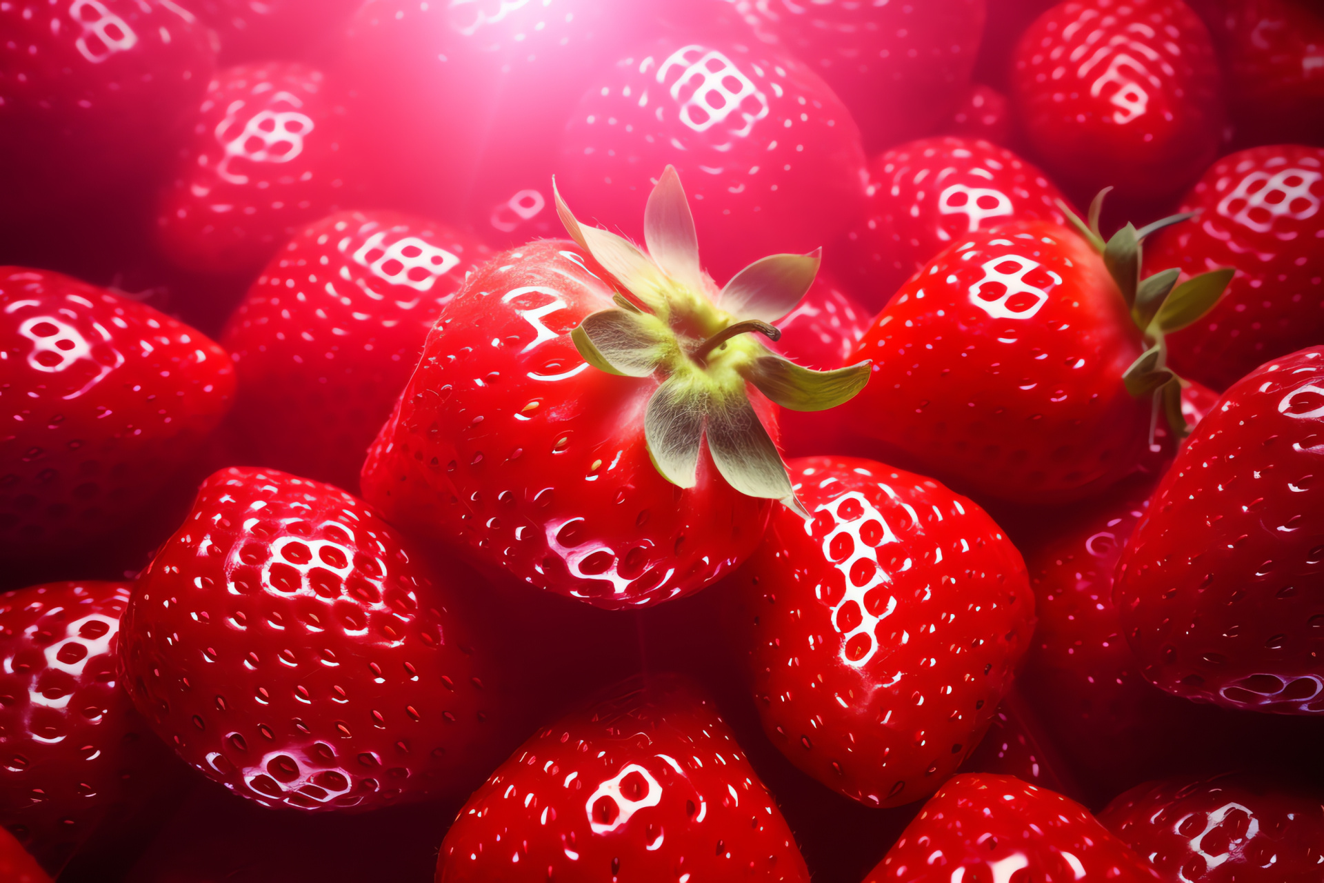 Berries and light, Strawberries emitting luminance, Kinetic streaks, Energetic bursts, Fruit vibrancy, HD Desktop Image