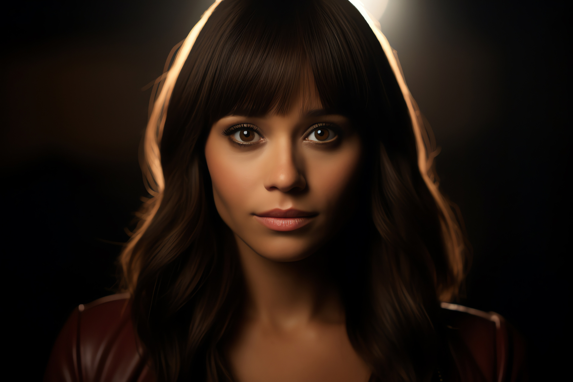 Actress Rashida Jones, Dual-tone set, Compelling gaze, Charismatic portrait, Emotional warmth, HD Desktop Wallpaper