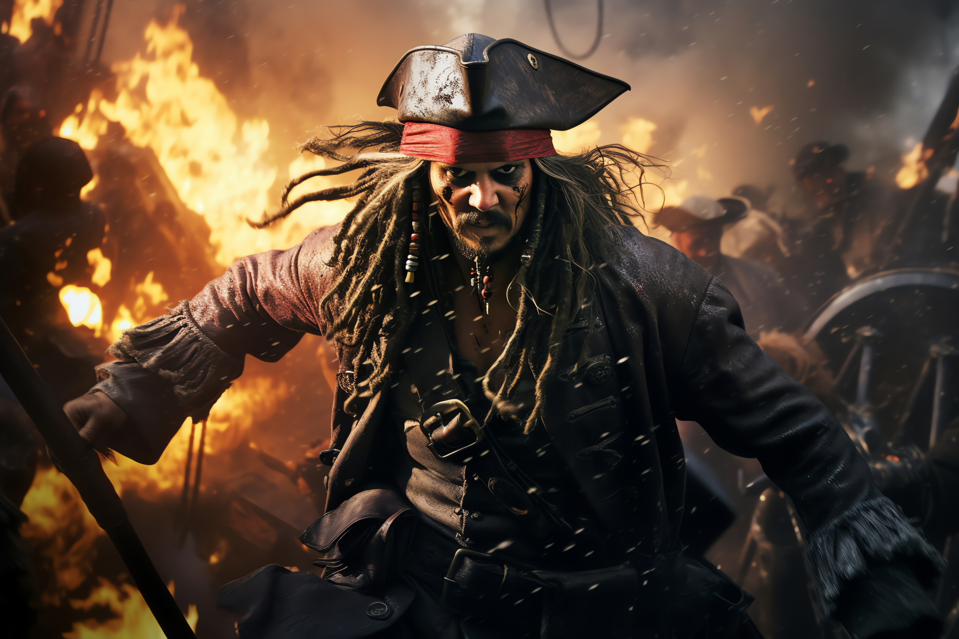 Brigantine battles, Pirate confrontation, High seas escapade, Buccaneer rivalry, Nautical folklore, HD Desktop Image