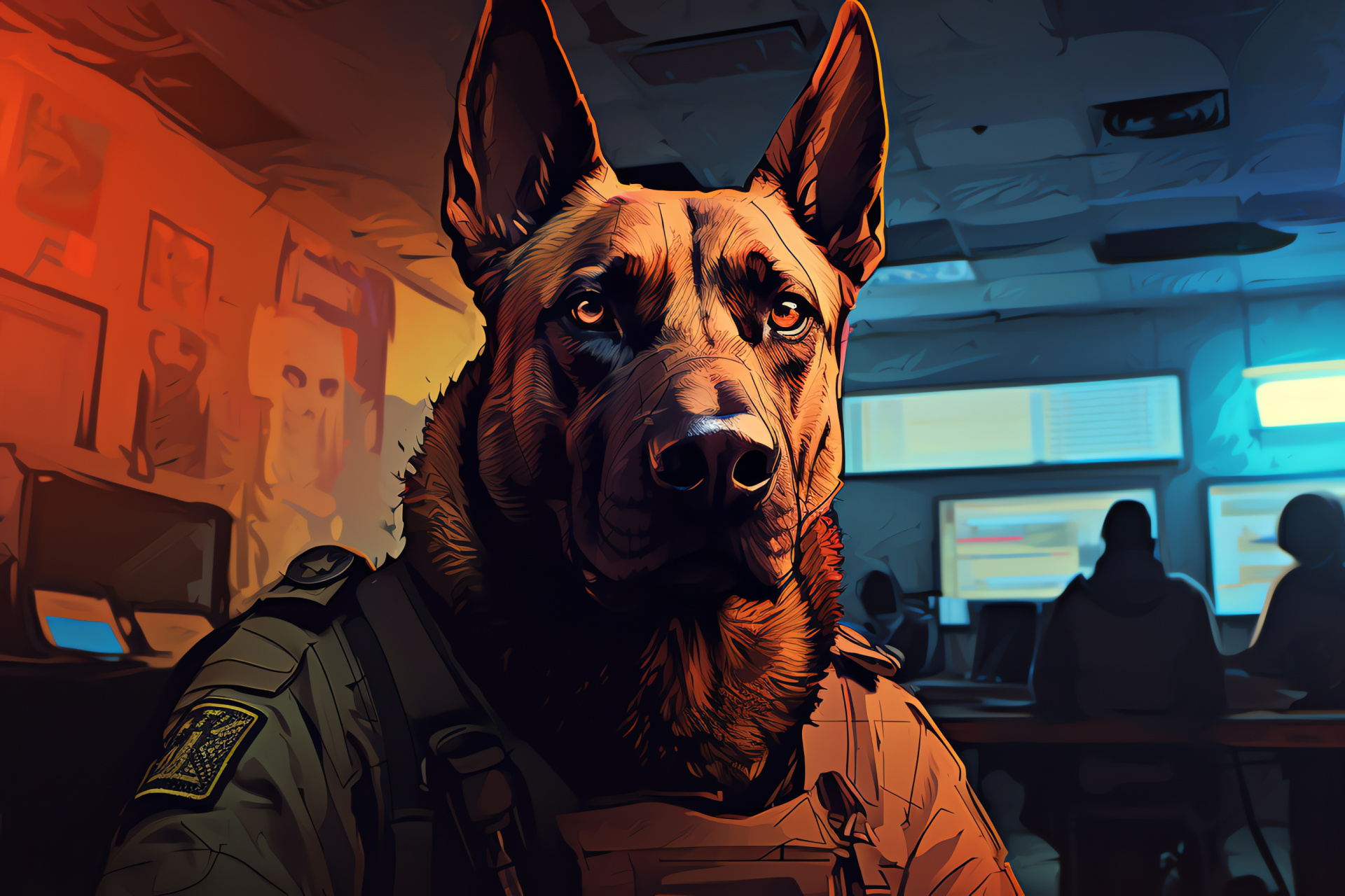 Belgian Malinois, K9 unit, Law enforcement animal, vigilant stance, guardian breed, HD Desktop Wallpaper