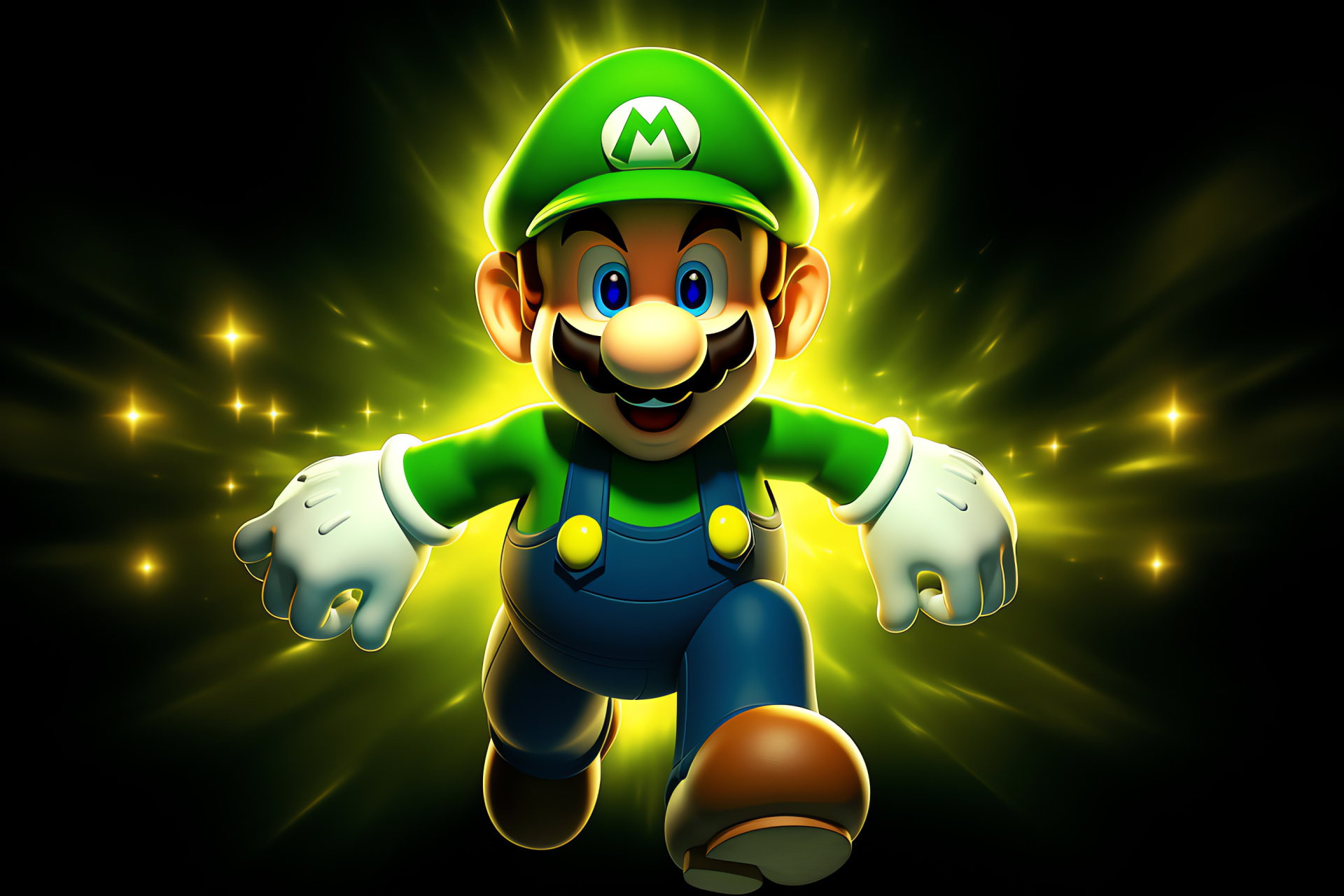 Luigi character, Super Mario Bros series, Heroic sidekick, Power-up emblem, Mushroom Kingdom, HD Desktop Wallpaper