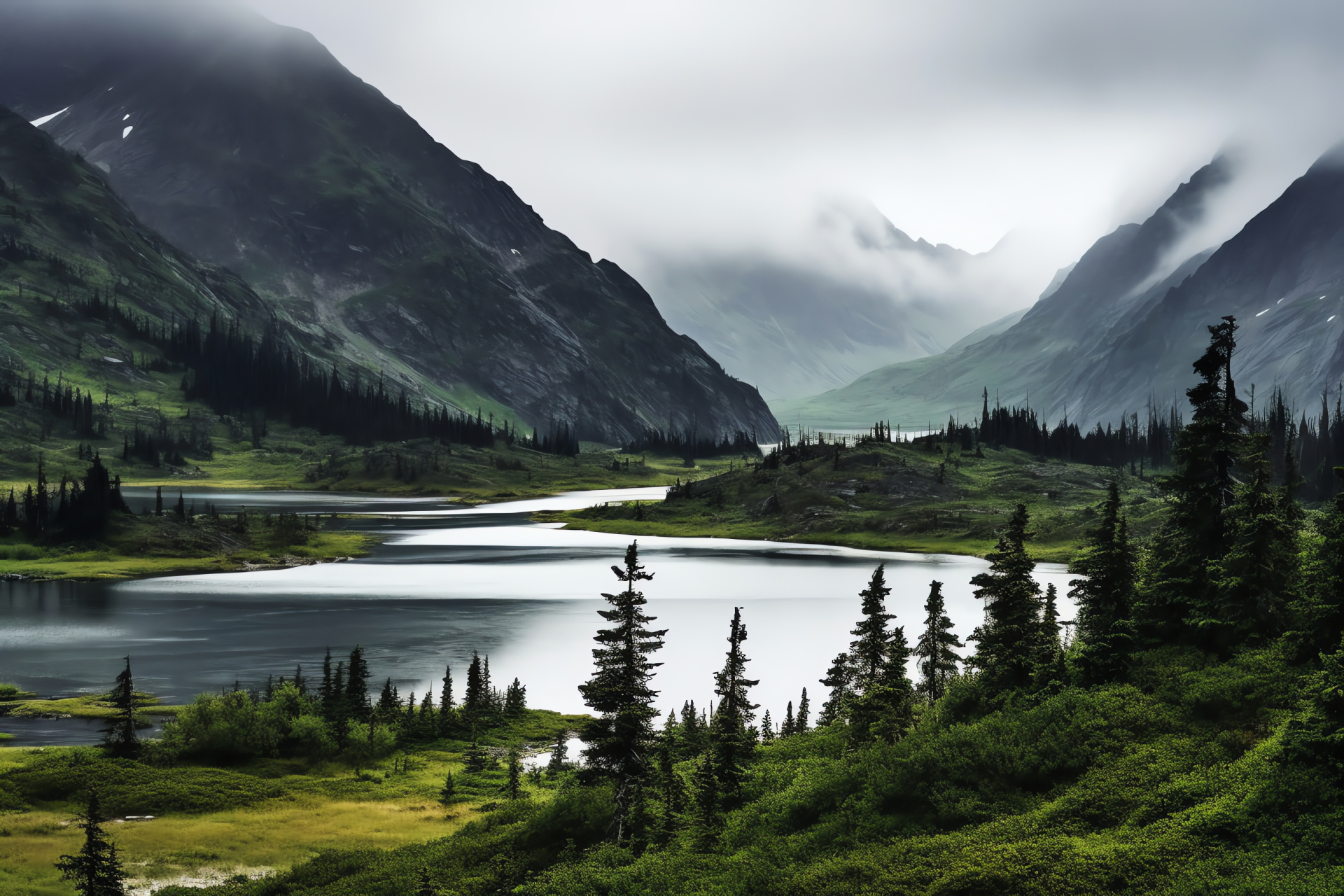 Alaska wilderness, Remote natural beauty, Mountain landscapes, Wildlife habitat, Arctic flora, HD Desktop Wallpaper