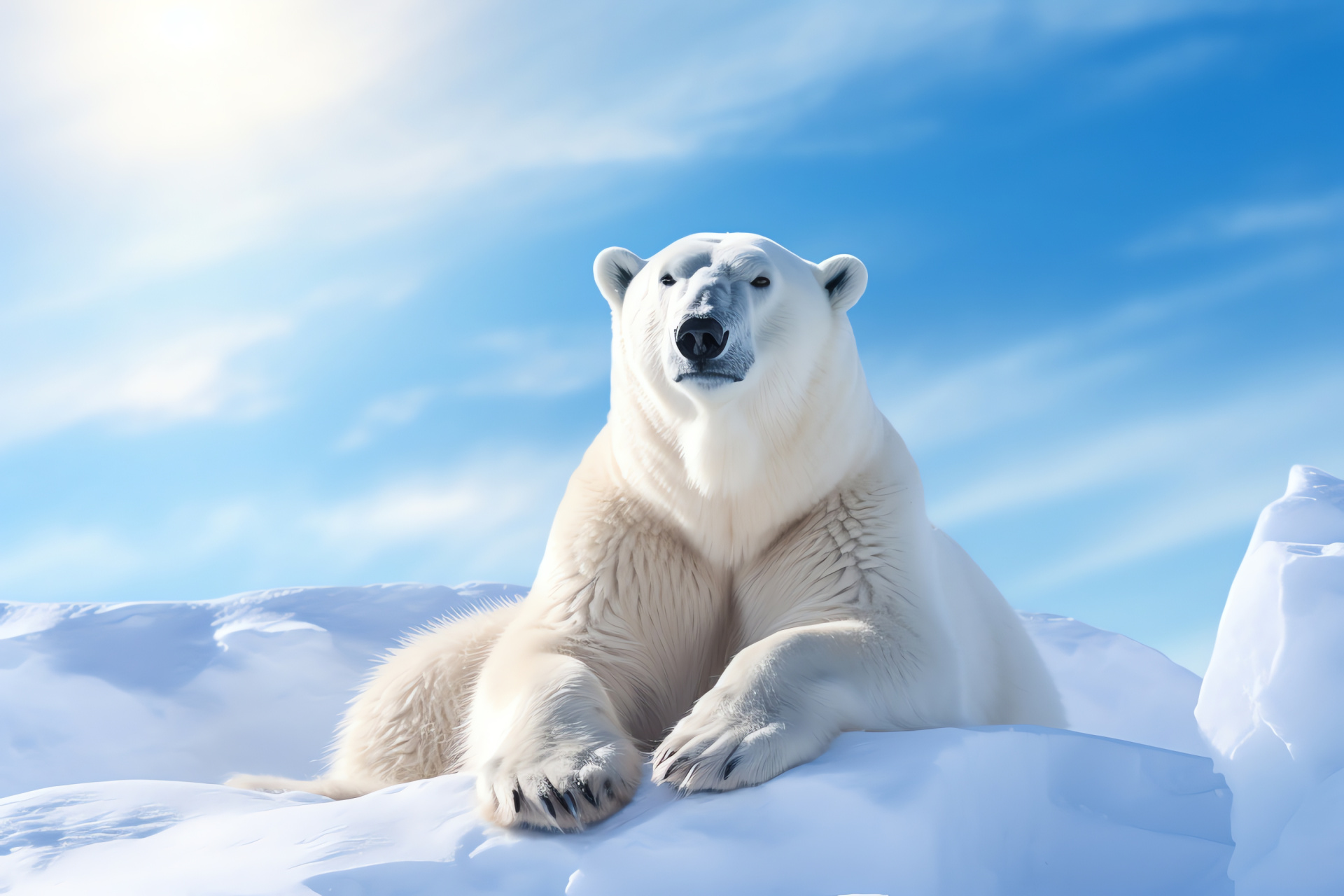 Mighty Polar Bear stance, Icy terrain, Arctic wildlife, Majestic survivor, Cold climate species, HD Desktop Image