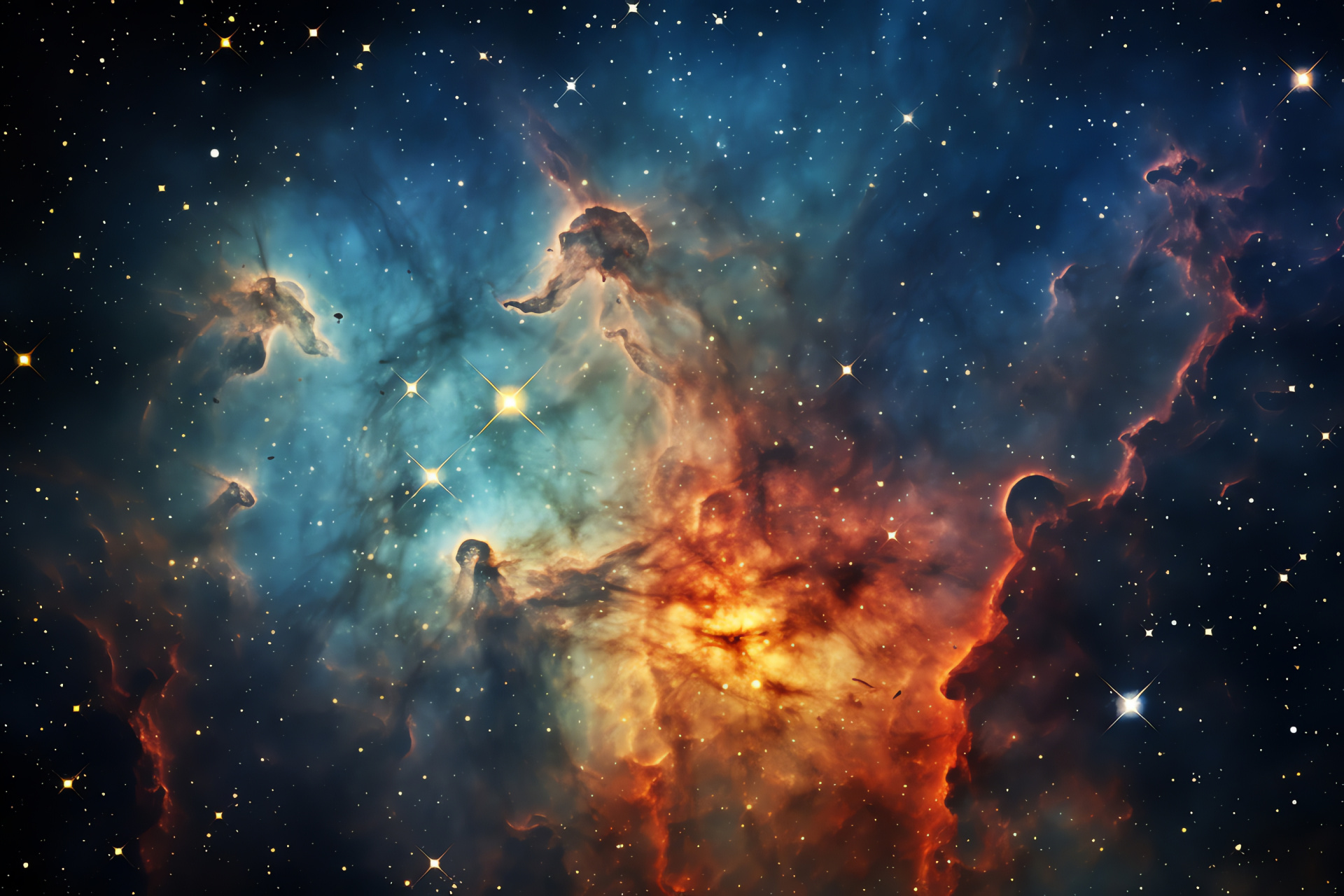 Carina Nebula canvas, Stellar nursery details, Astronomic exploration, Nebular vibrancy, Carina constellation, HD Desktop Image