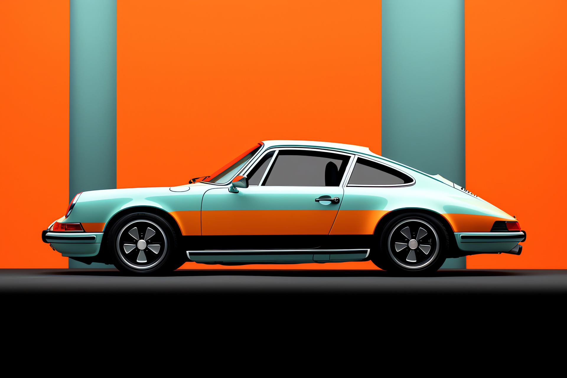 Porsche 911, dual-tone setting, automotive elegance, refined aerodynamics, stark contrasts, HD Desktop Wallpaper