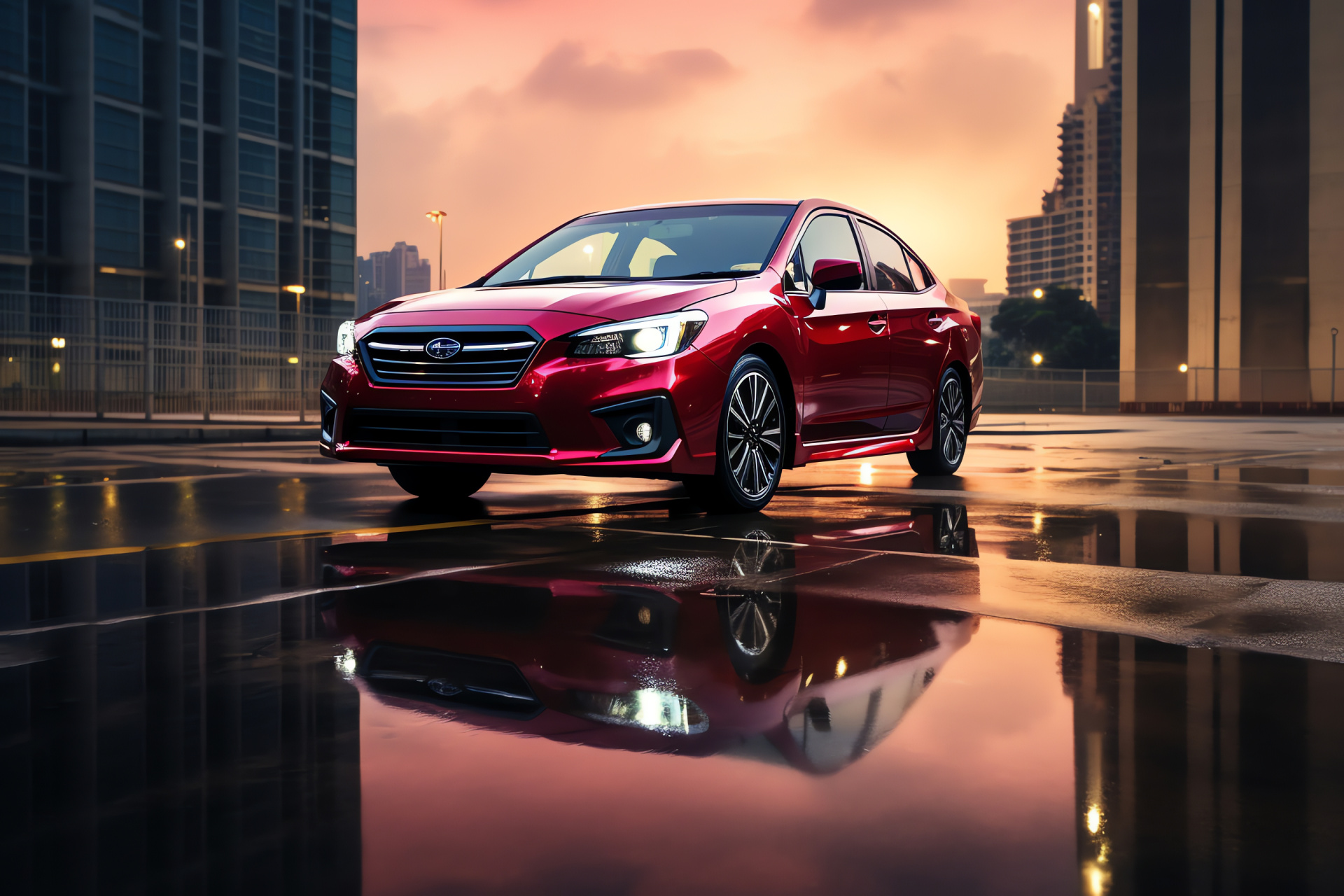 Subaru Impreza sedan, Premium paint, Low view, Bright auto technology, Refined detailing, HD Desktop Image