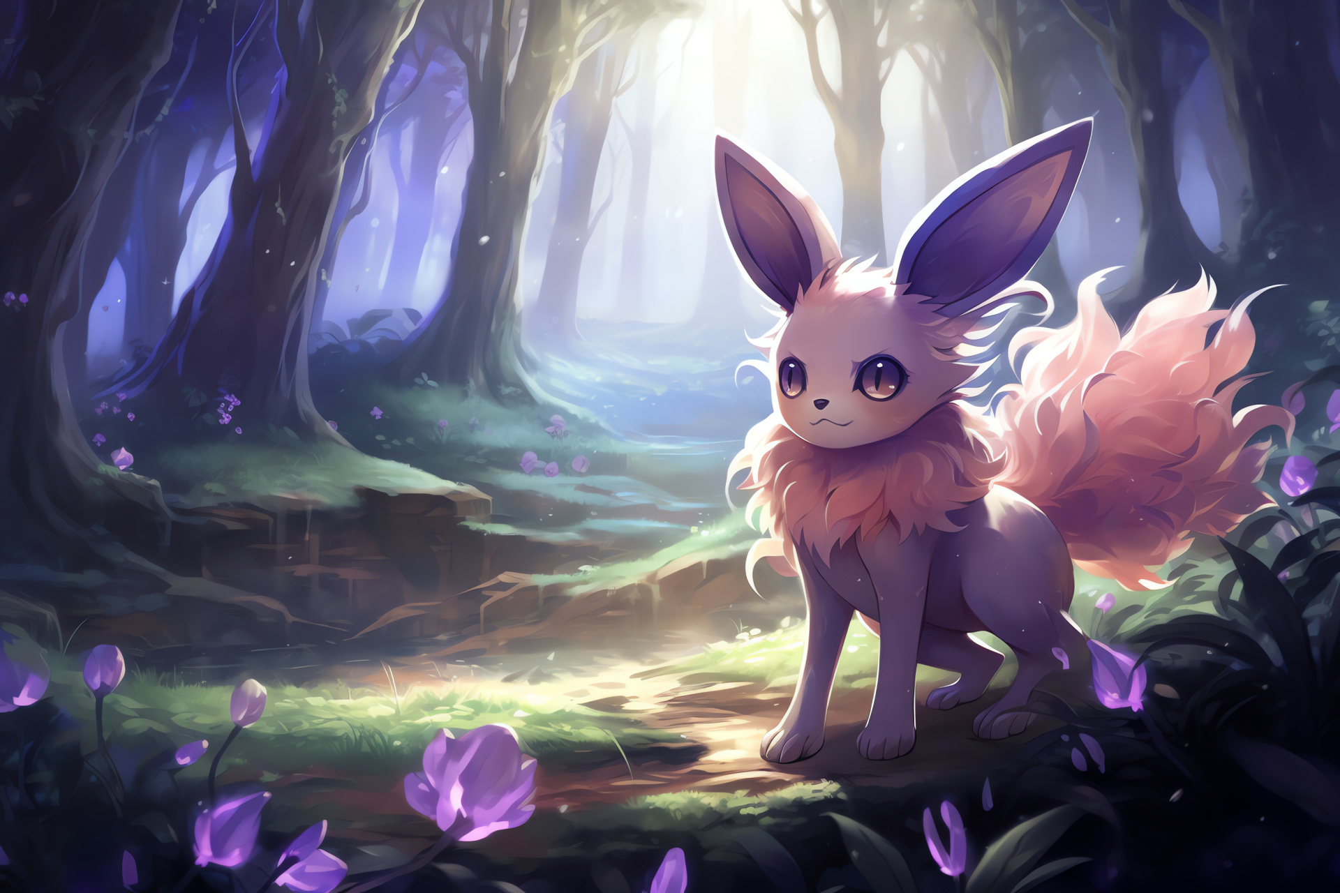 Pokemon Eevee, Evolutions presentation, Espeon spotlight, Creature adaptability, Evolutionary concept, HD Desktop Image