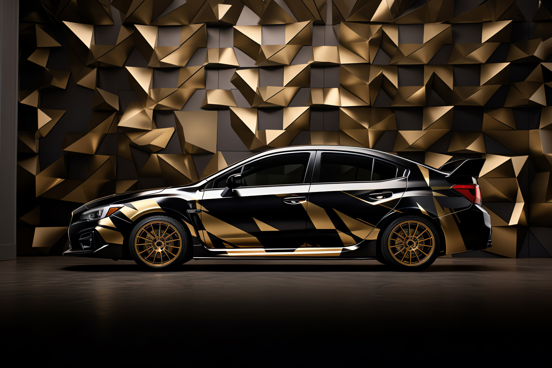 Subaru Impreza, WRX STI S209, Side exhibit, Bi-color scheme, Abstract visuals, HD Desktop Wallpaper