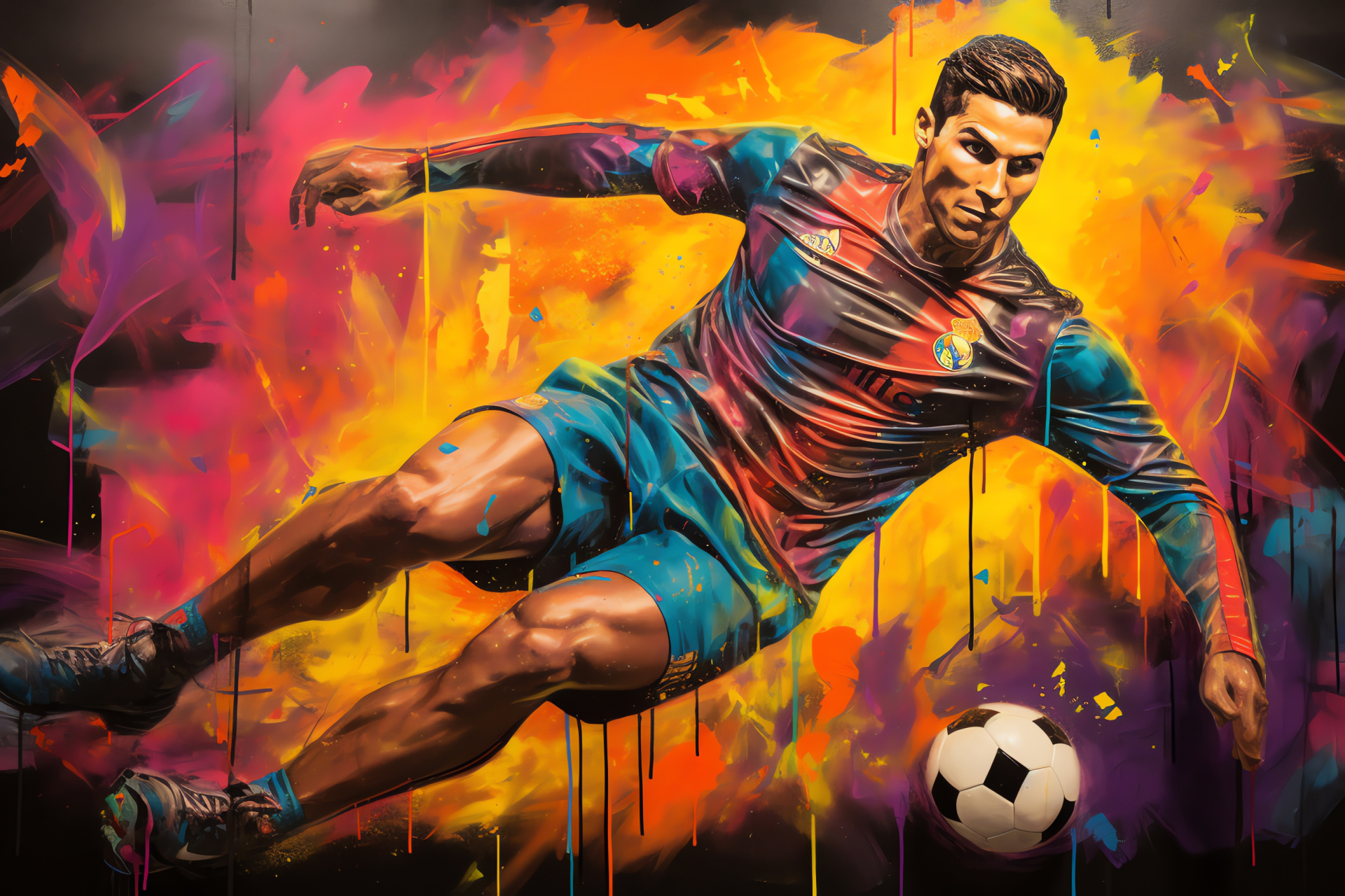 Cristiano Ronaldo, soccer icon, sports legends, athletic prowess, leadership qualities, HD Desktop Wallpaper