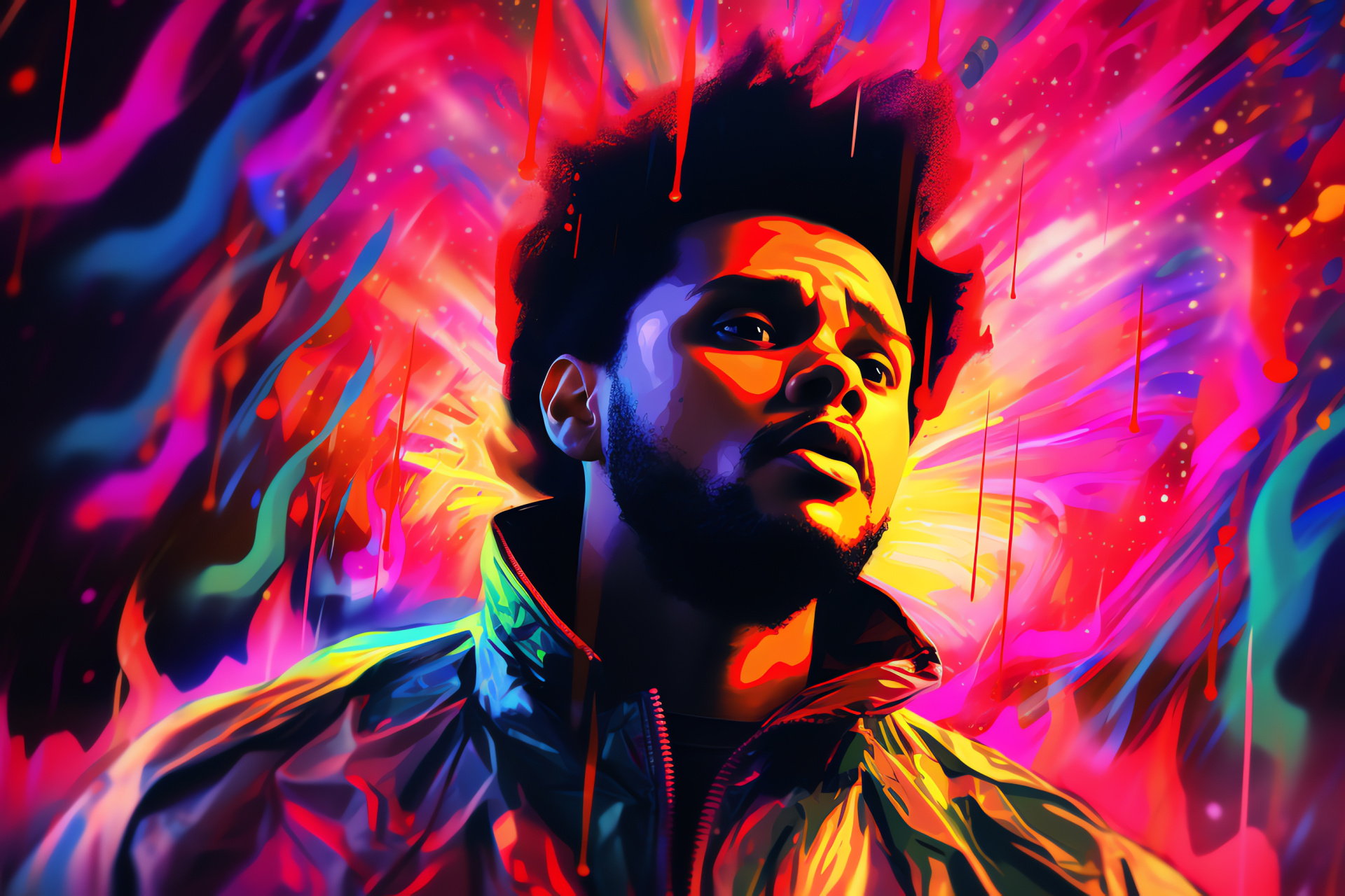 Singer The Weeknd, Imaginative artwork, Complex patterns, Lyrical fantasy, Musician's dynamic, HD Desktop Wallpaper