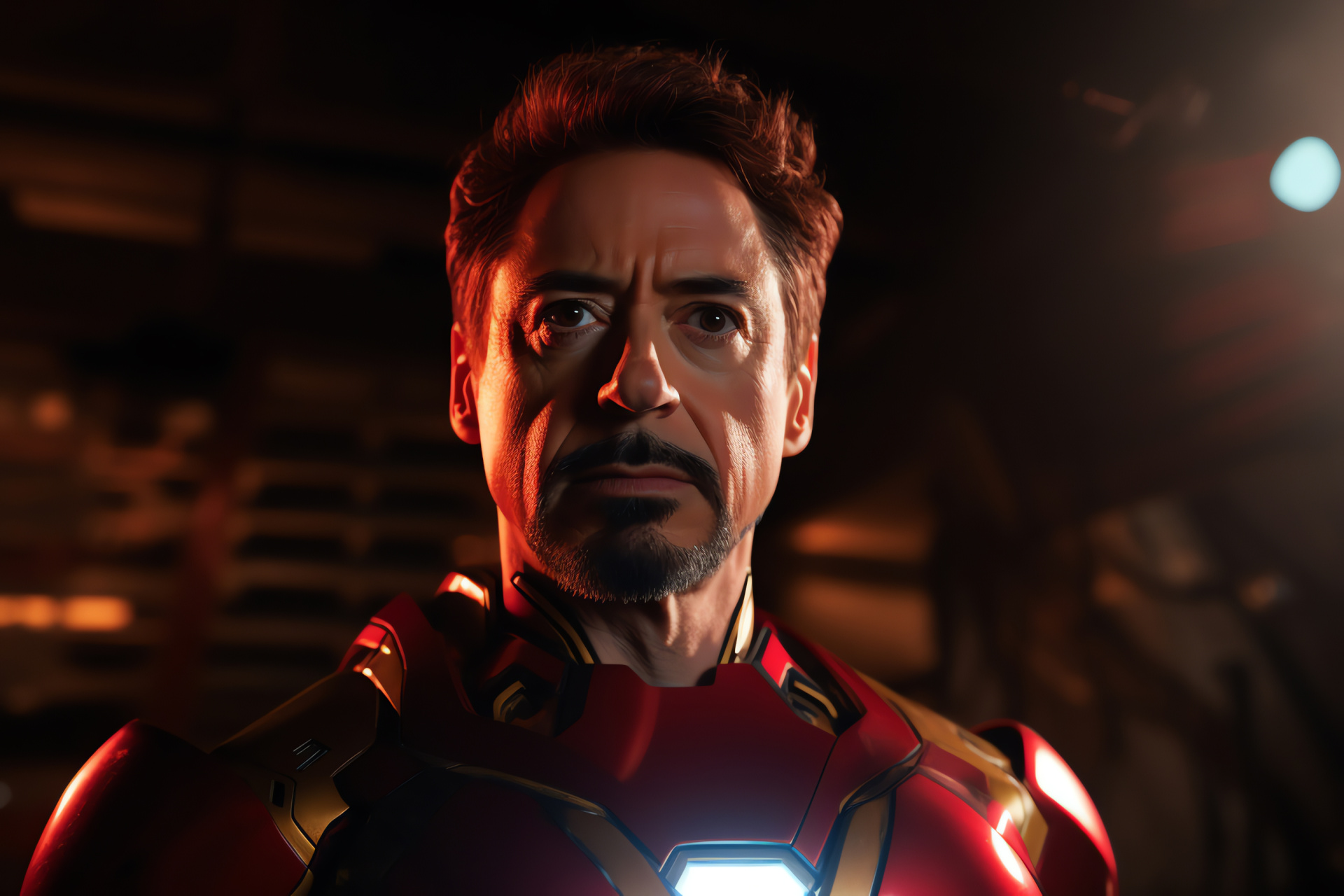 Intense Robert Downey Jr, Iron Man character, Focused hero, Marvel cinematic universe, Elite engineer Stark, HD Desktop Wallpaper