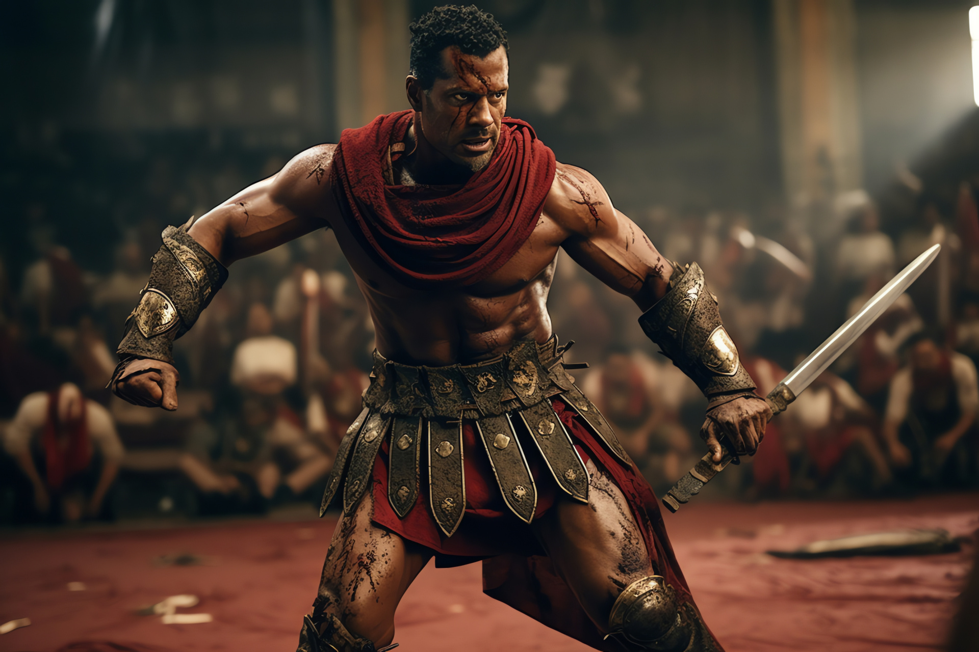 Oenomaus gladiator, Ludus setting, Spartacus show, Tactical combat, Mentor figure, HD Desktop Wallpaper