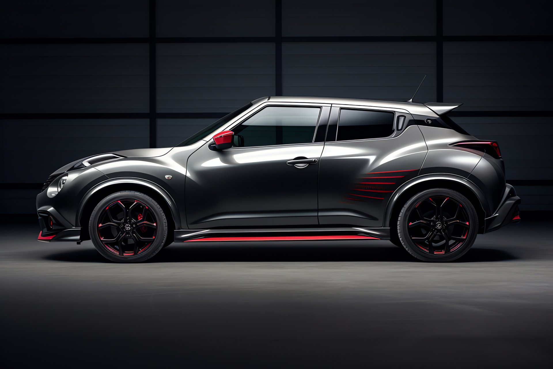 Nismo style, compact crossover, high-performance Juke, RS variant, bold vehicle contrast, HD Desktop Wallpaper