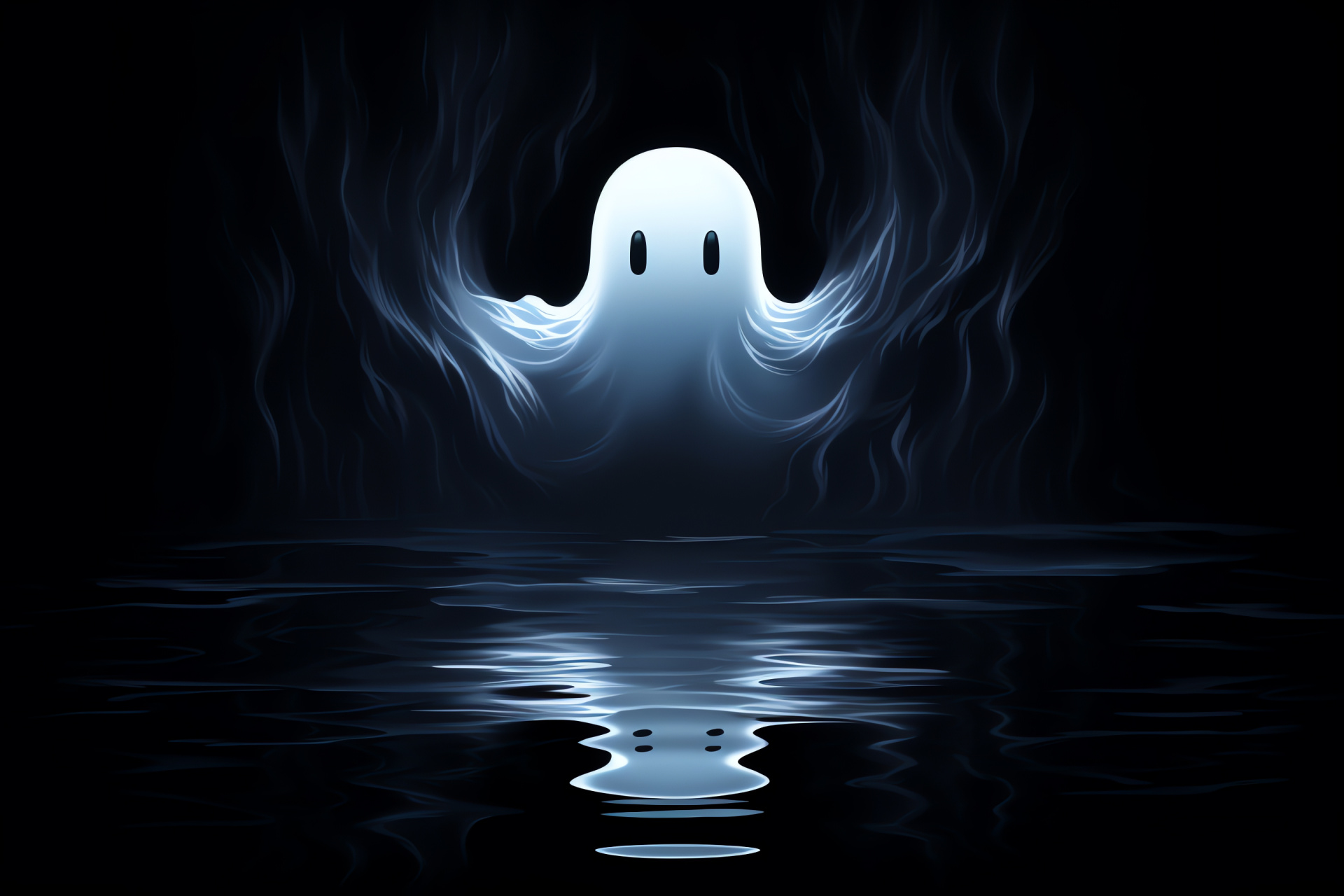 Napstablook's melancholy essence, Undertale HD illustration, Ghostly droopy-eyed expression, Ephemeral game character, HD Desktop Image