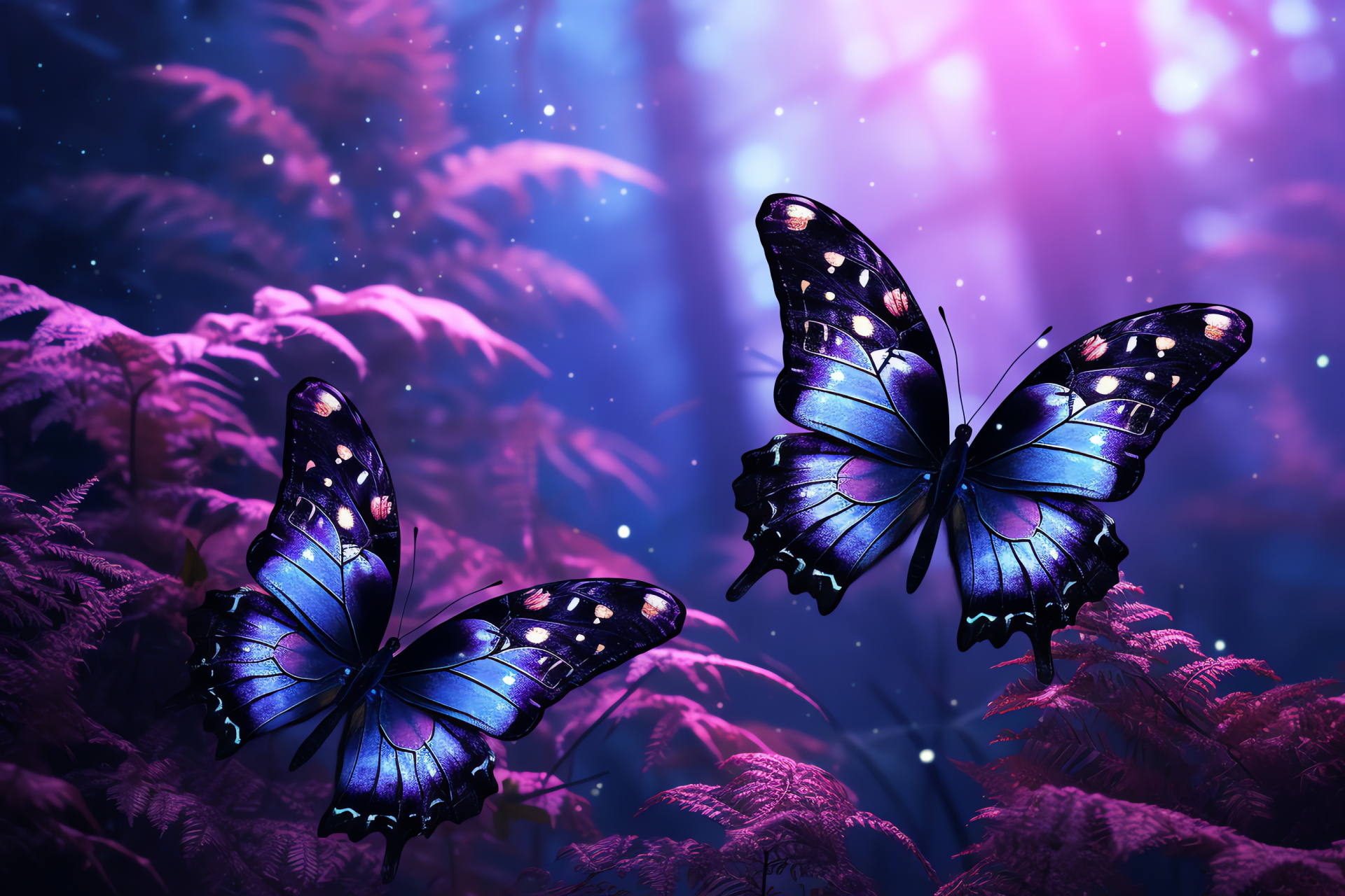 Purple Admiral, Lavender shades, Intricate lace design, Butterfly panorama, Mystic woods, HD Desktop Image