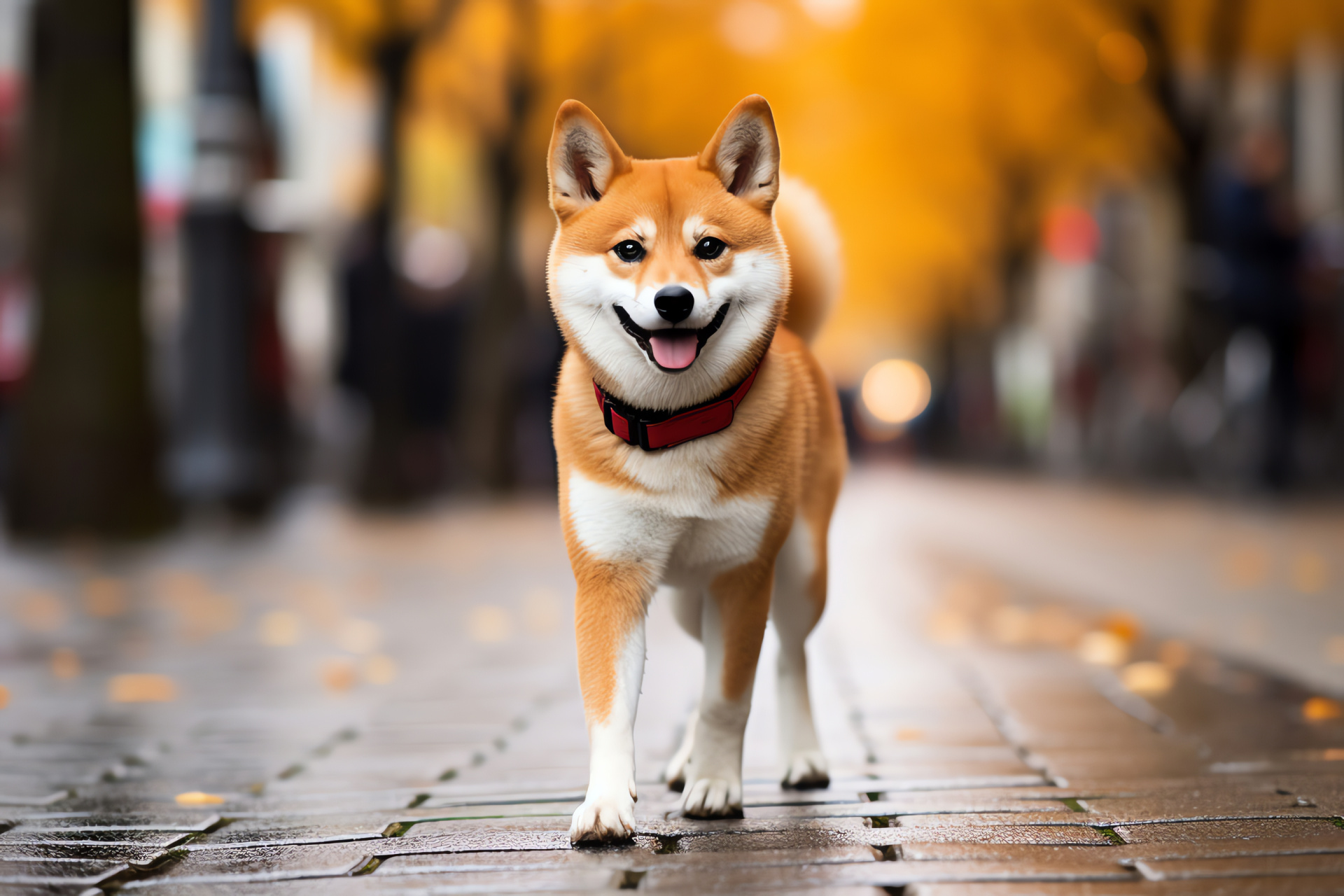 Mature Shiba Inu, oriental canine, serene expression, matured fur texture, peaceful presence, HD Desktop Wallpaper