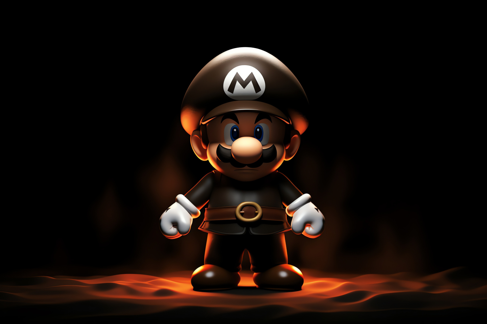 Goomba adversary, Fungoid foe, Scowling mien, Glistening ocular orbs, Monochrome milieu, HD Desktop Wallpaper