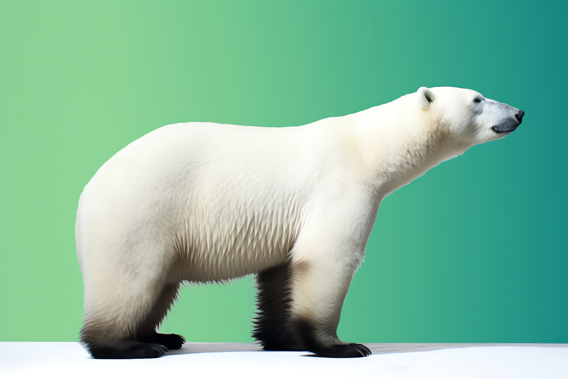 Polar Bear profile, Arctic wildlife, Pure polar fur, Contrasting backdrop, Monochrome bear habitat, HD Desktop Image