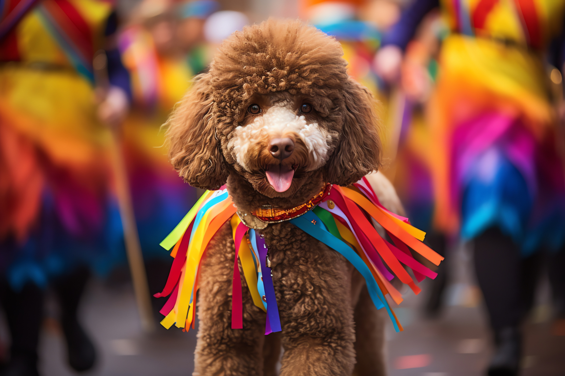 Poodle breed, canine companion, fluffy textured fur, pet animal, dynamic stance, HD Desktop Wallpaper