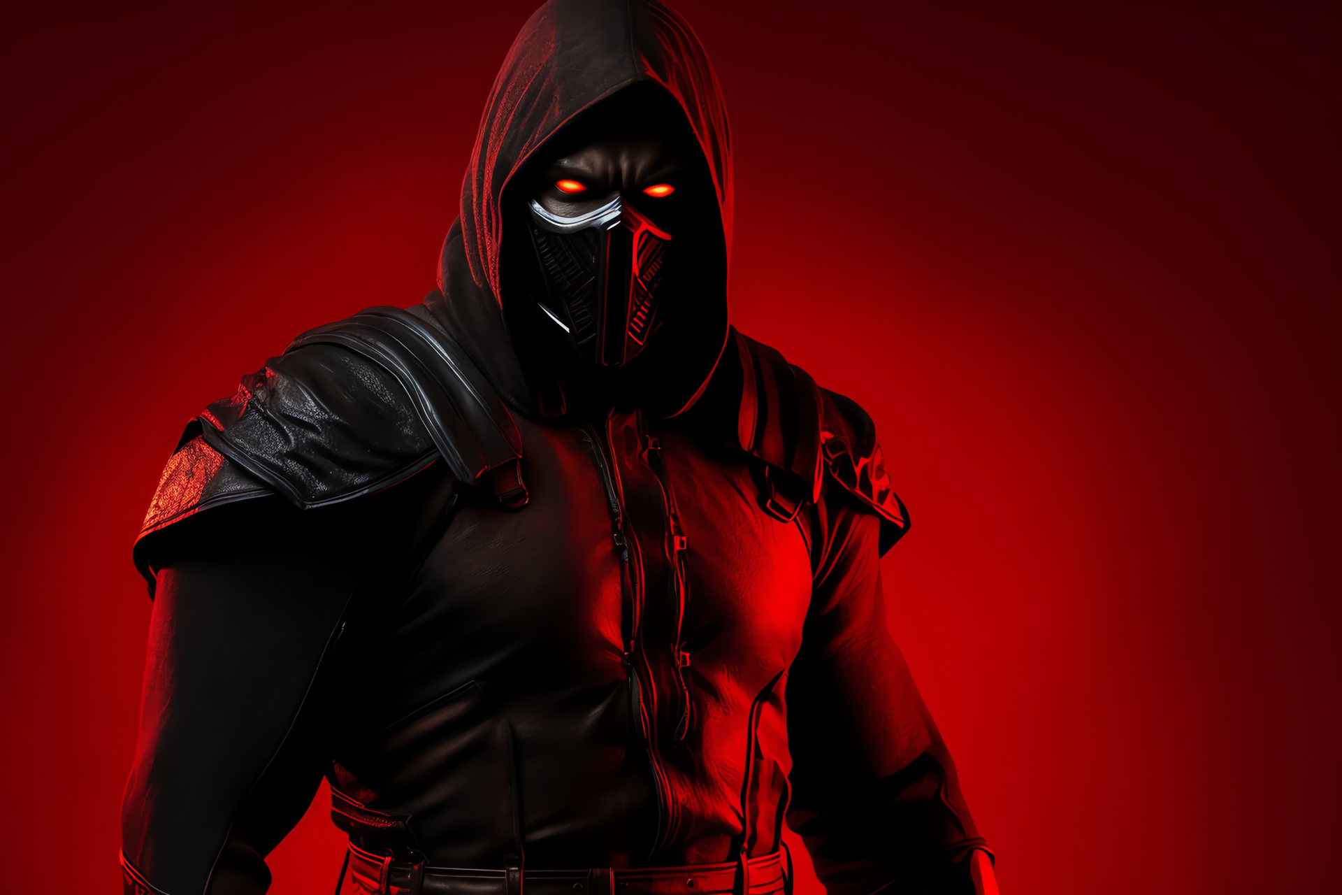 Noob Saibot Mortal Kombat, Covert fighter, Eerie gaze, Stealth combatant, Fiery eyes, HD Desktop Wallpaper