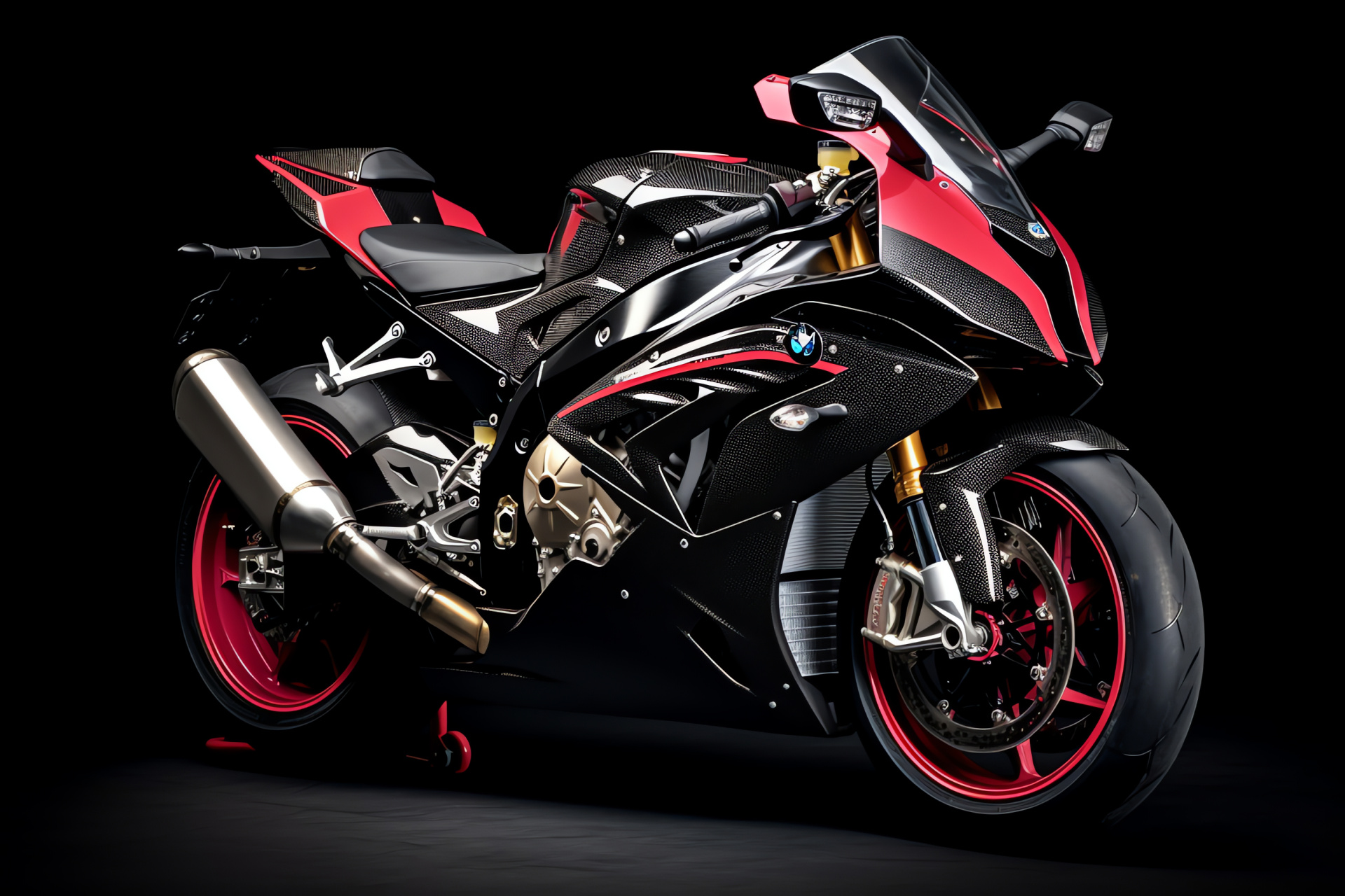 BMW S1000RR, High-performance motorcycle, Racing aesthetics, Ruby red accent, HD Desktop Wallpaper