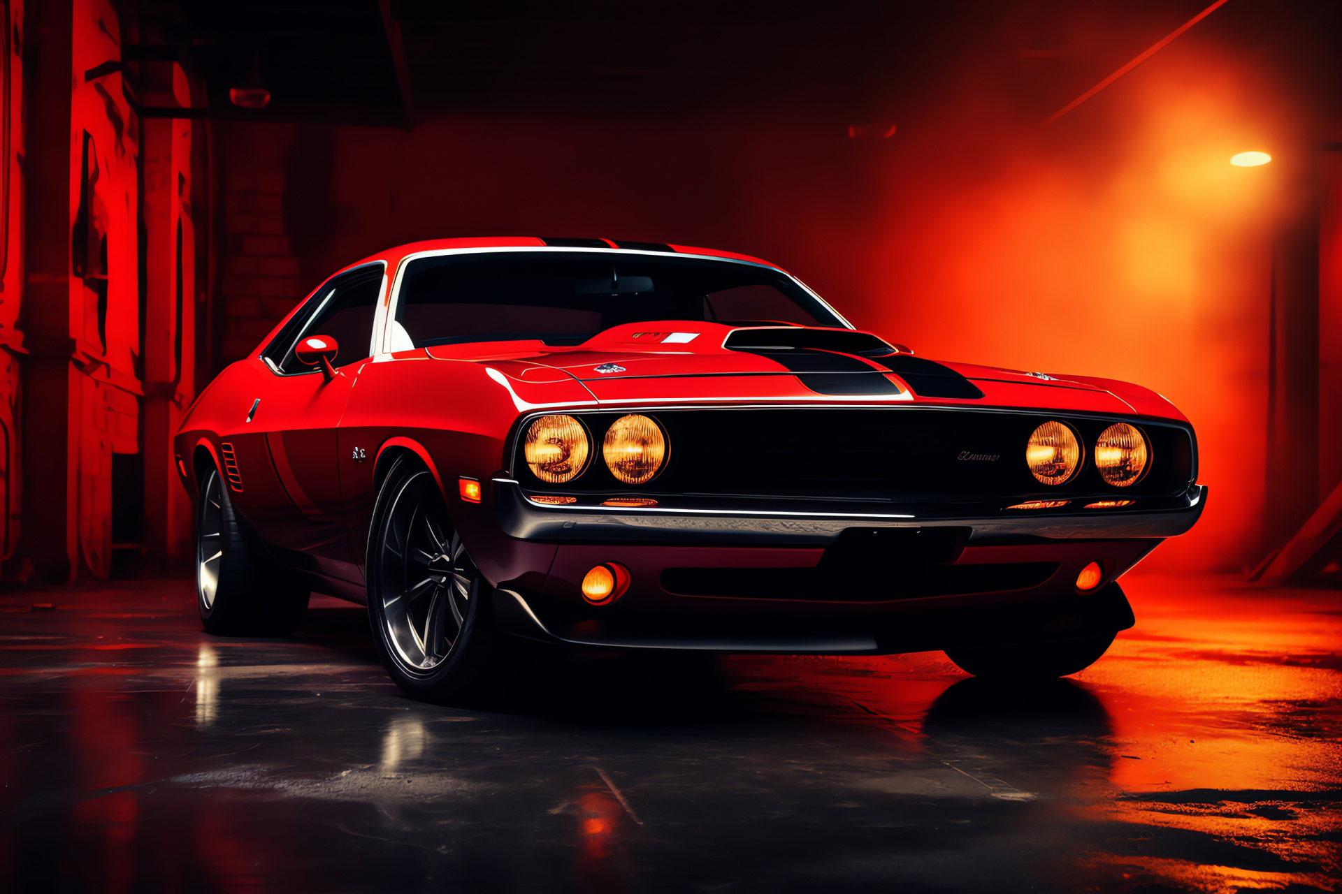 Muscle Cars HD, Customized car builds, Muscle vehicle design, Auto front framing, Sci-fi urban environment, HD Desktop Wallpaper