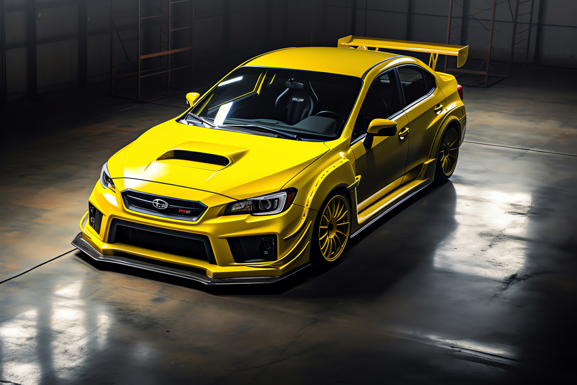 Subaru WRX STI aggressive build, Modified street car, Performance parts upgrade, Auto show contender, Rally-bred machine, HD Desktop Wallpaper
