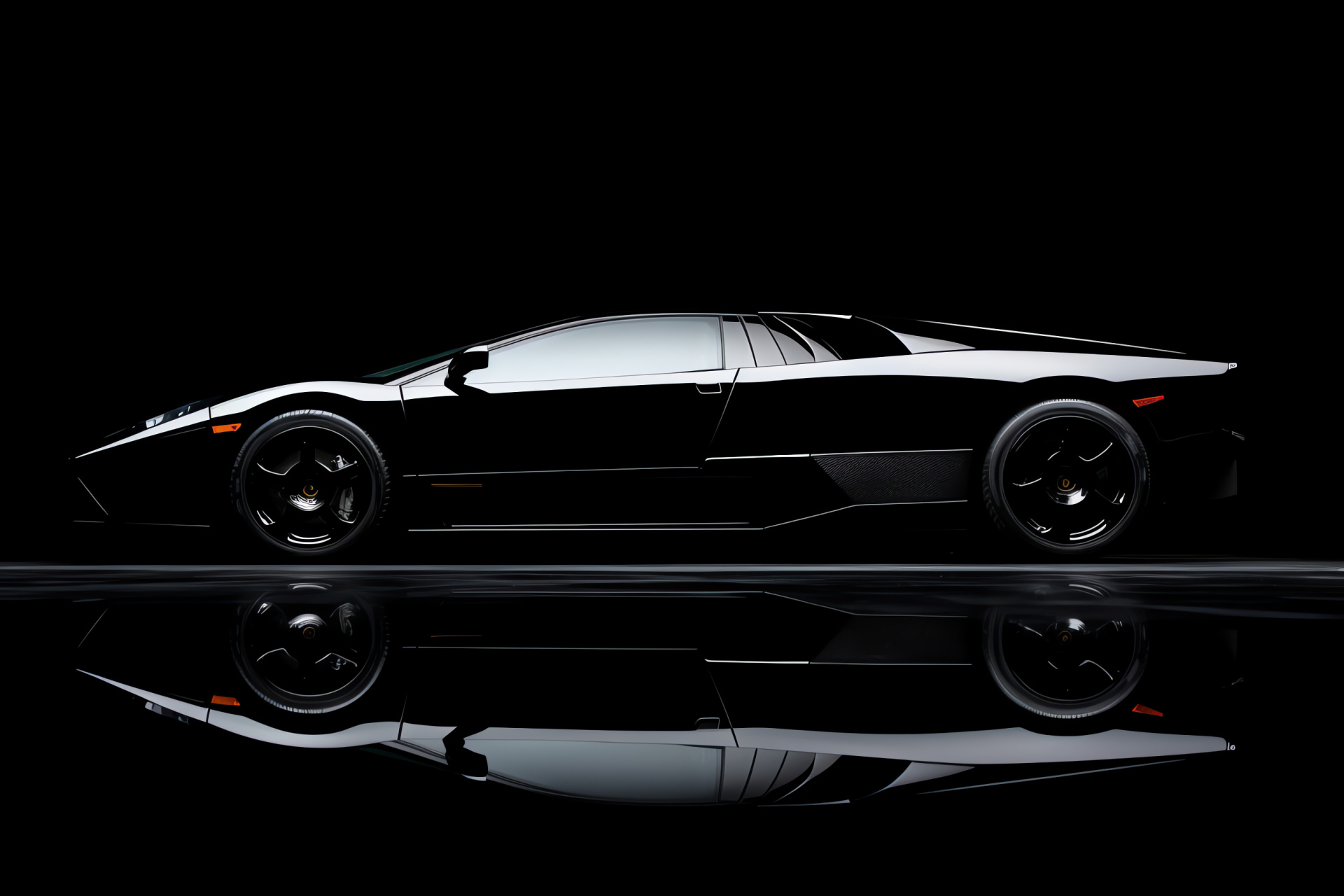 Lamborghini Murcielago, Black luxury sports car, Italian supercar silhouette, High-performance vehicle, Automotive design, HD Desktop Image