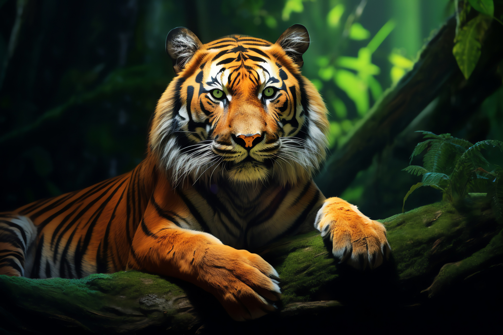 Malayan Tiger, Malayan tiger fauna, Southeast Asian wildlife, Tropical habitat, Majestic felines, HD Desktop Image