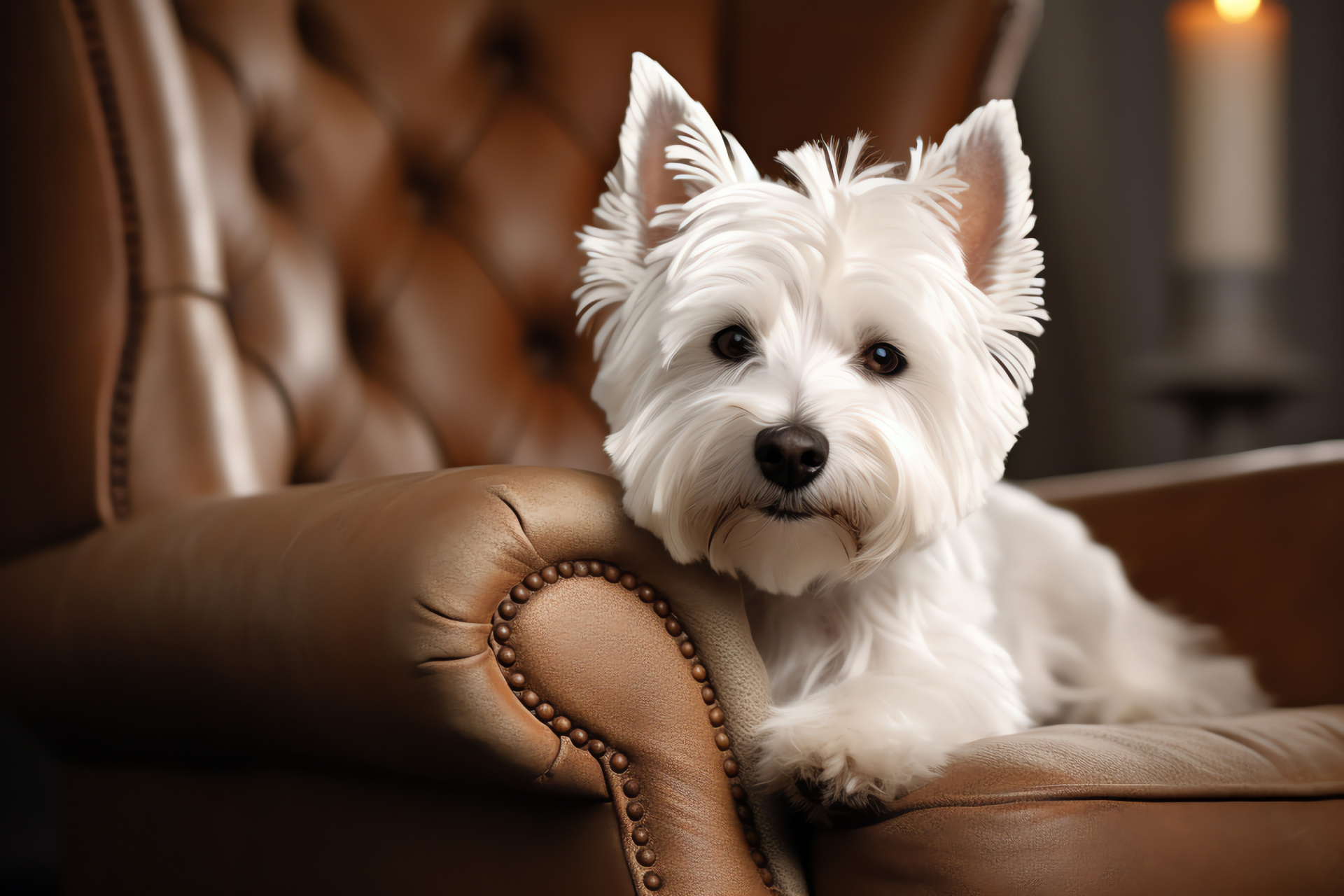 West Highland White Terrier, intelligent canine gaze, salt-and-pepper fur, terrier breed, soft white undercoat, HD Desktop Image