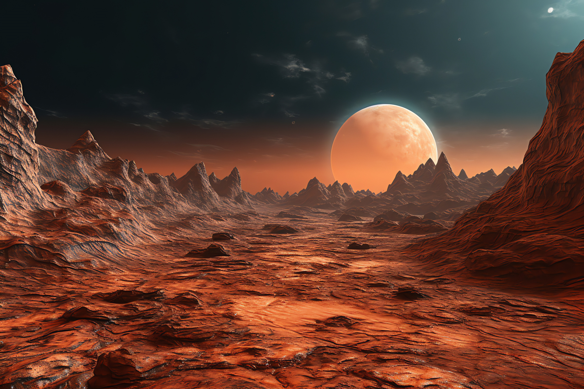 Planet Venus surface, Volcanic planet details, Orange tone planetary, Barren alien terrain, Extraterrestrial geography, HD Desktop Image
