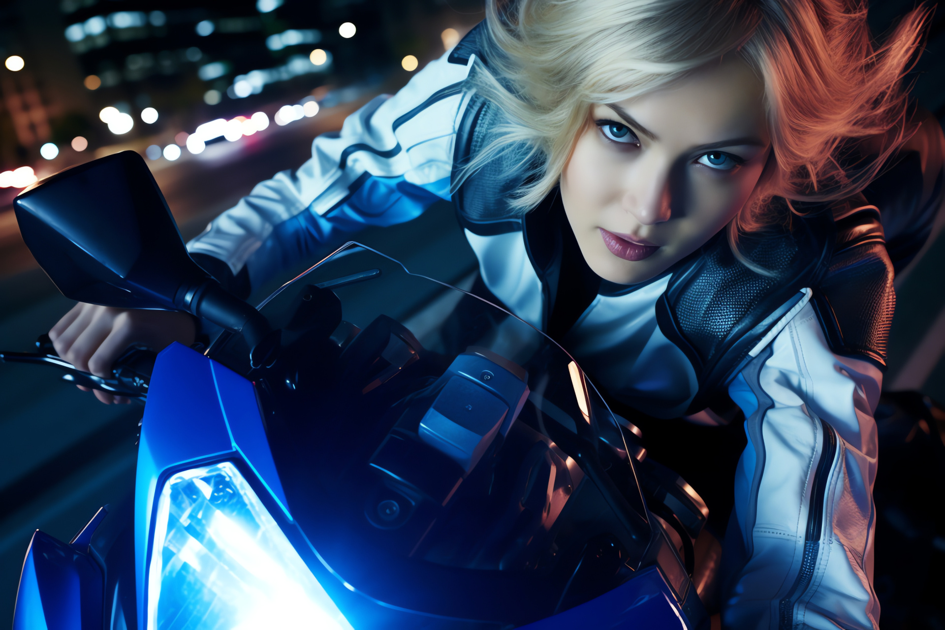 Female Rider, Suzuki GSX-R1000, Modern Metropolis, Advanced Motorcycling, Urban Skyline, HD Desktop Wallpaper