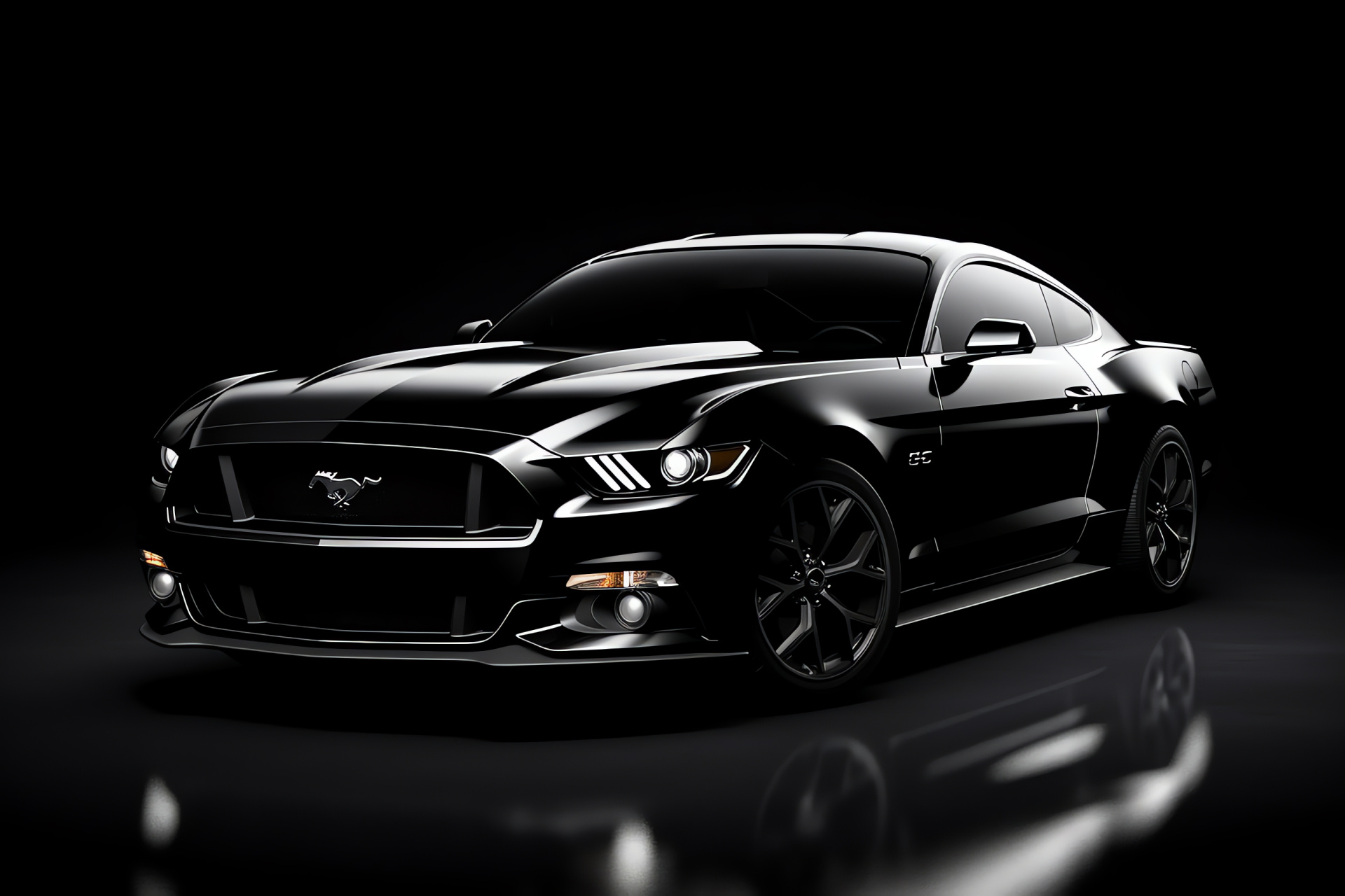Ford Mustang, Obsidian allure, Sharp vehicle lines, Enigmatic charm, Automotive intrigue, HD Desktop Wallpaper