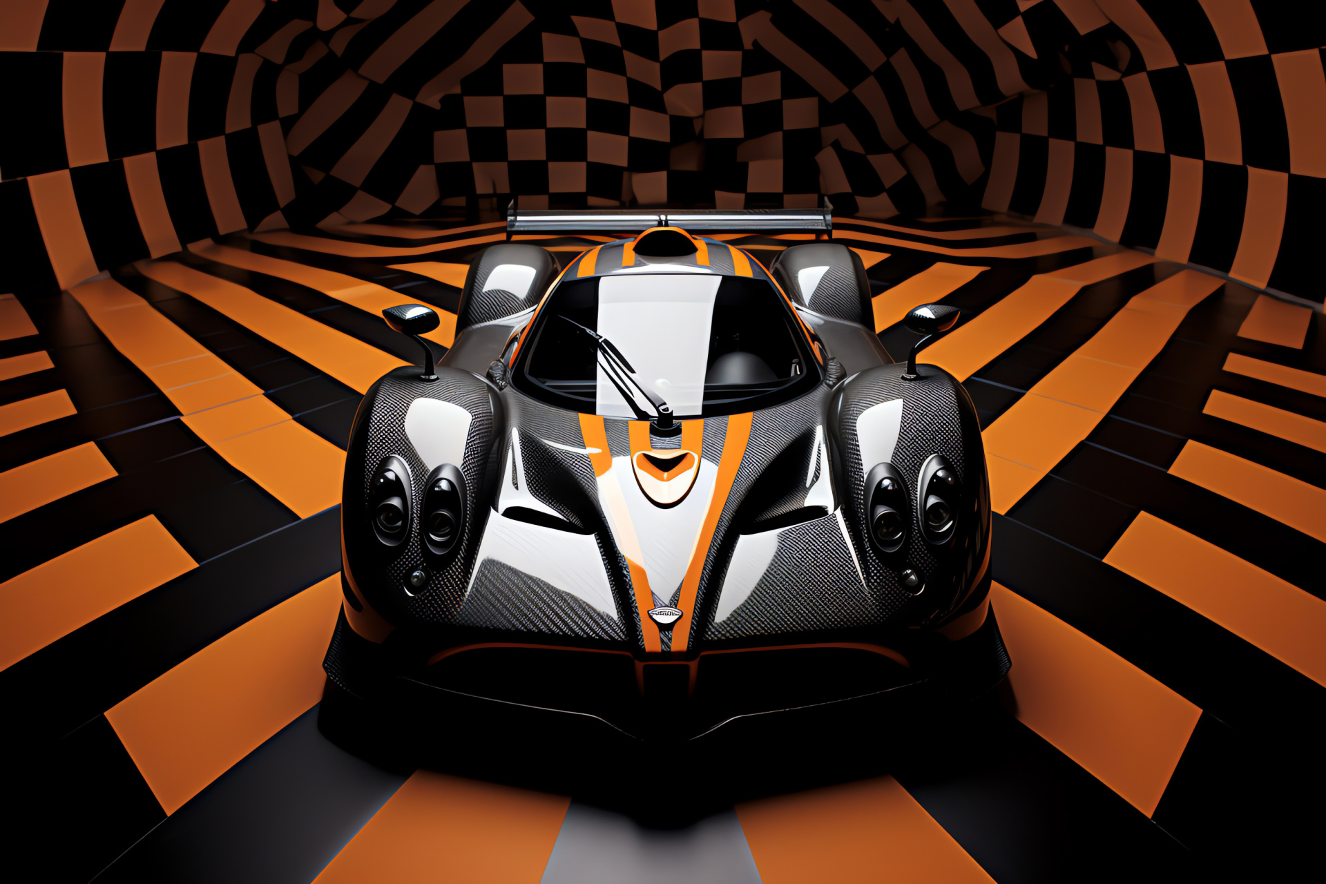 Pagani Zonda F, Geometric visuals, Powerful presence, Unique paintwork, Exquisite auto design, HD Desktop Image