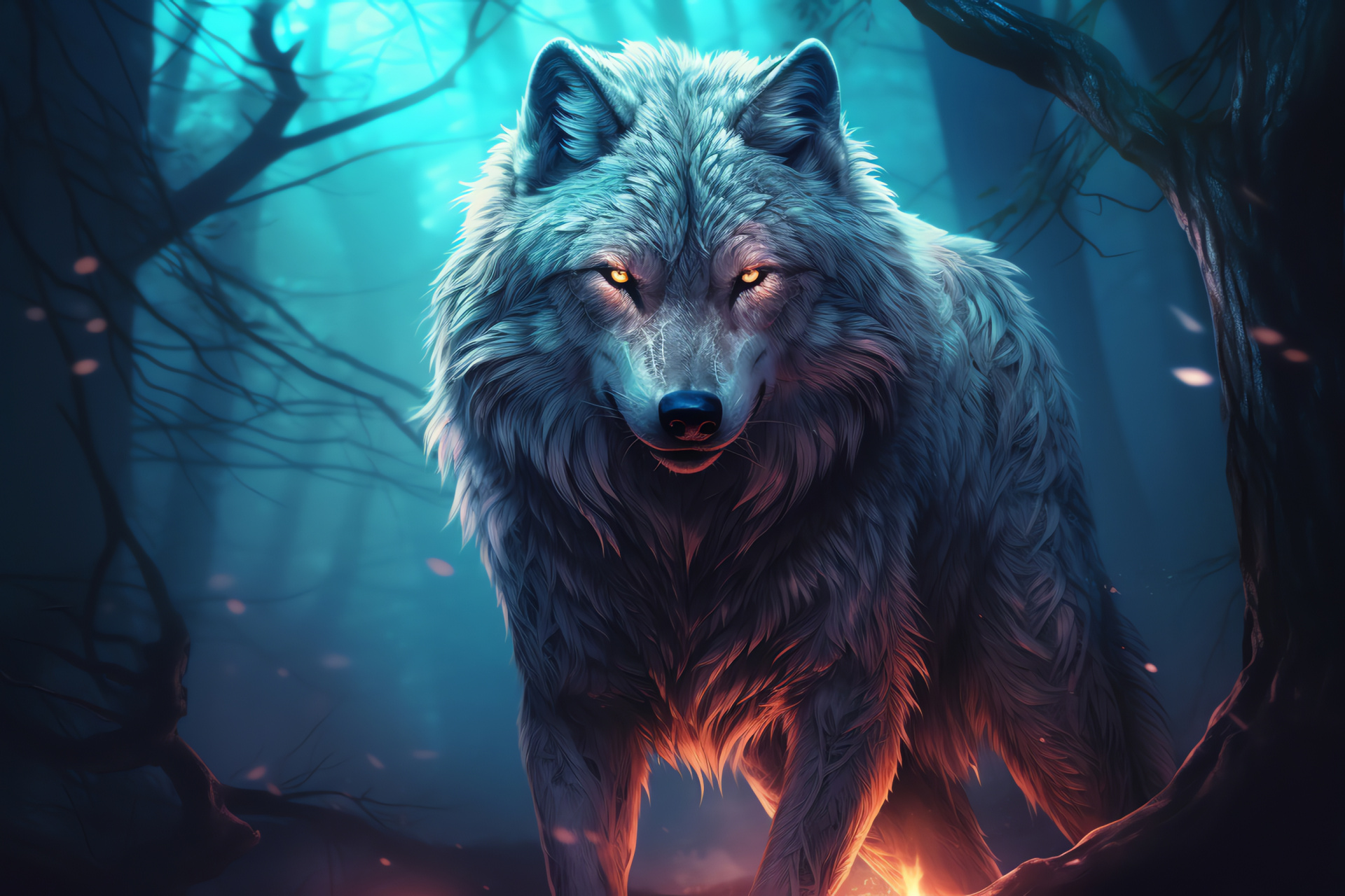 Lupine silhouette, Silver-coated fur, Governor of night, Moonlit beast, Muscular frame, HD Desktop Image